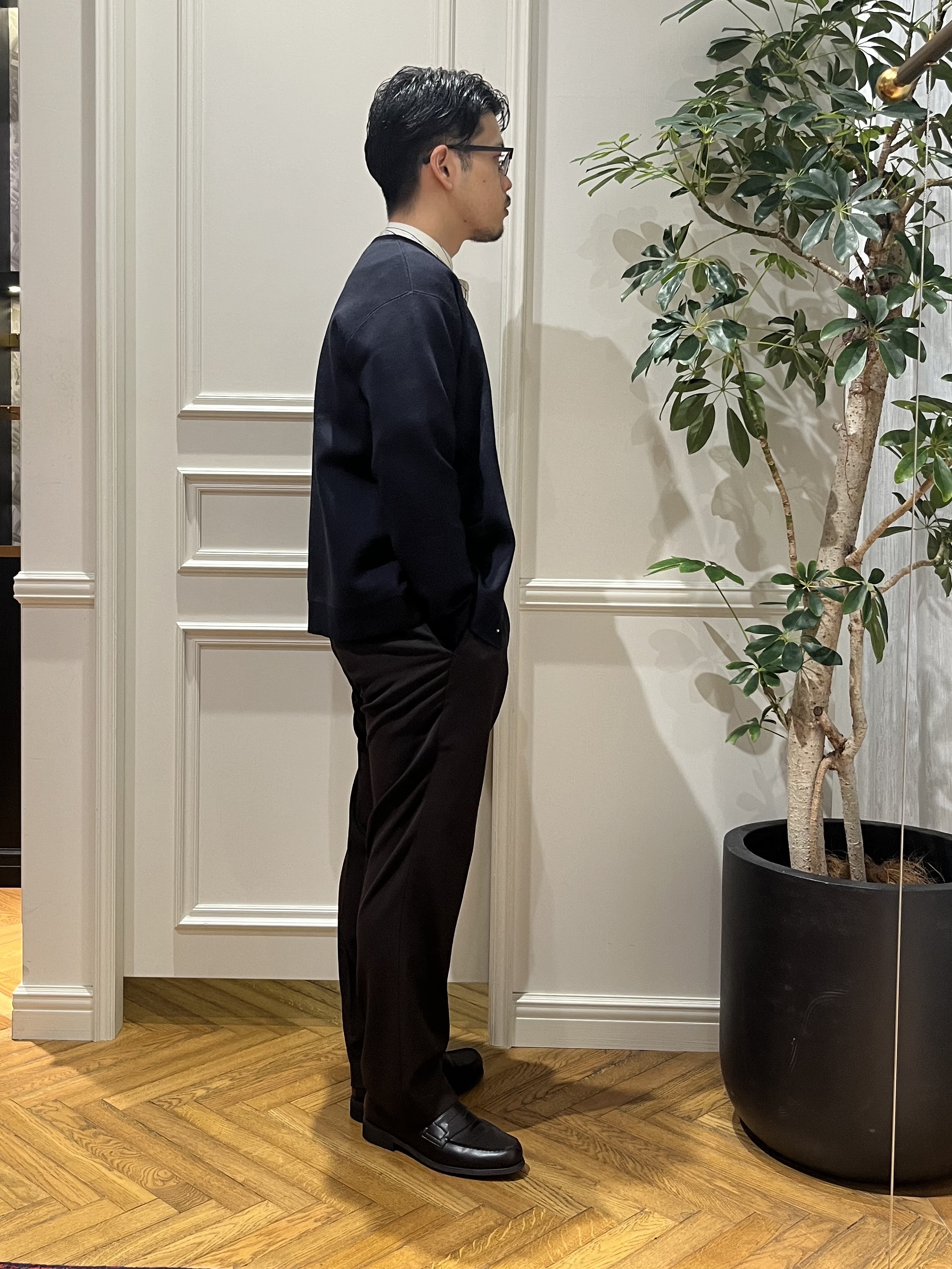 Tokuさんの「DRESSTERIOR｜【日本製】バンドカラー ストライプシャツ」を使ったコーディネート