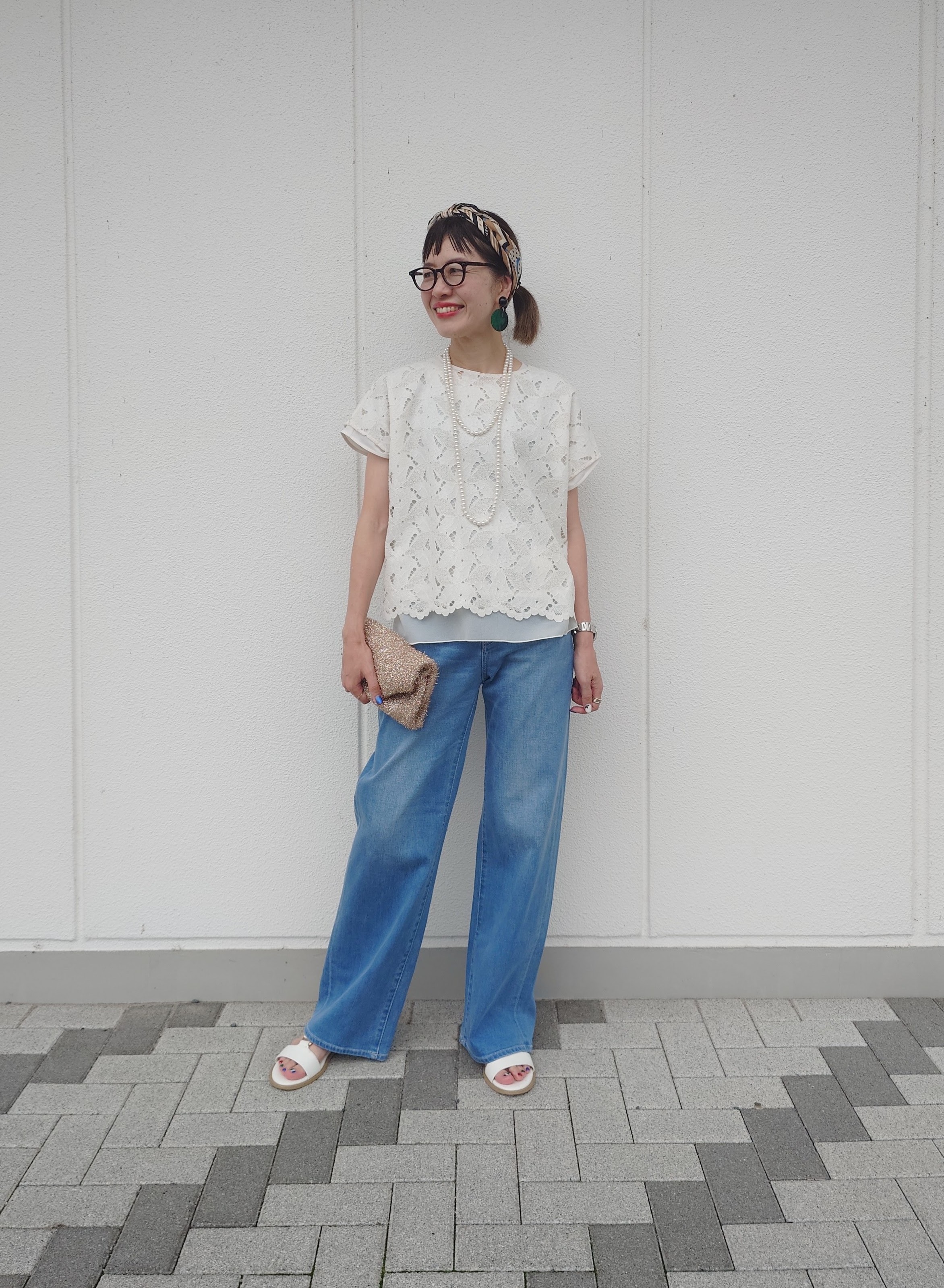 MUTSUKOさんの「UNTITLED｜【セットアップ可/品のある透け感】リーフレースブラウス」を使ったコーディネート