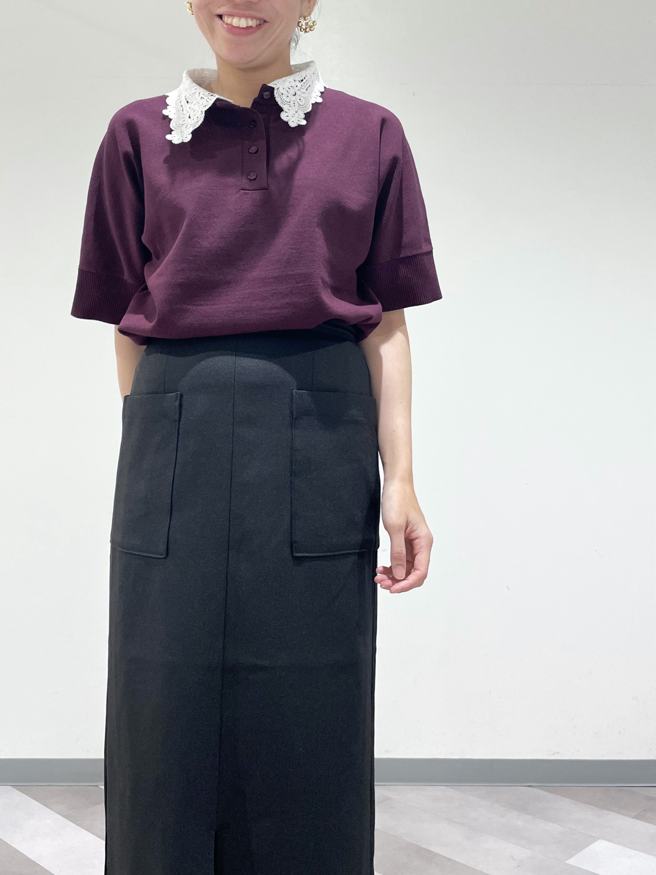 ともも。さんの「OPAQUE.CLIP｜2WAY衿ドッキングニット《洗濯機OK》」を使ったコーディネート
