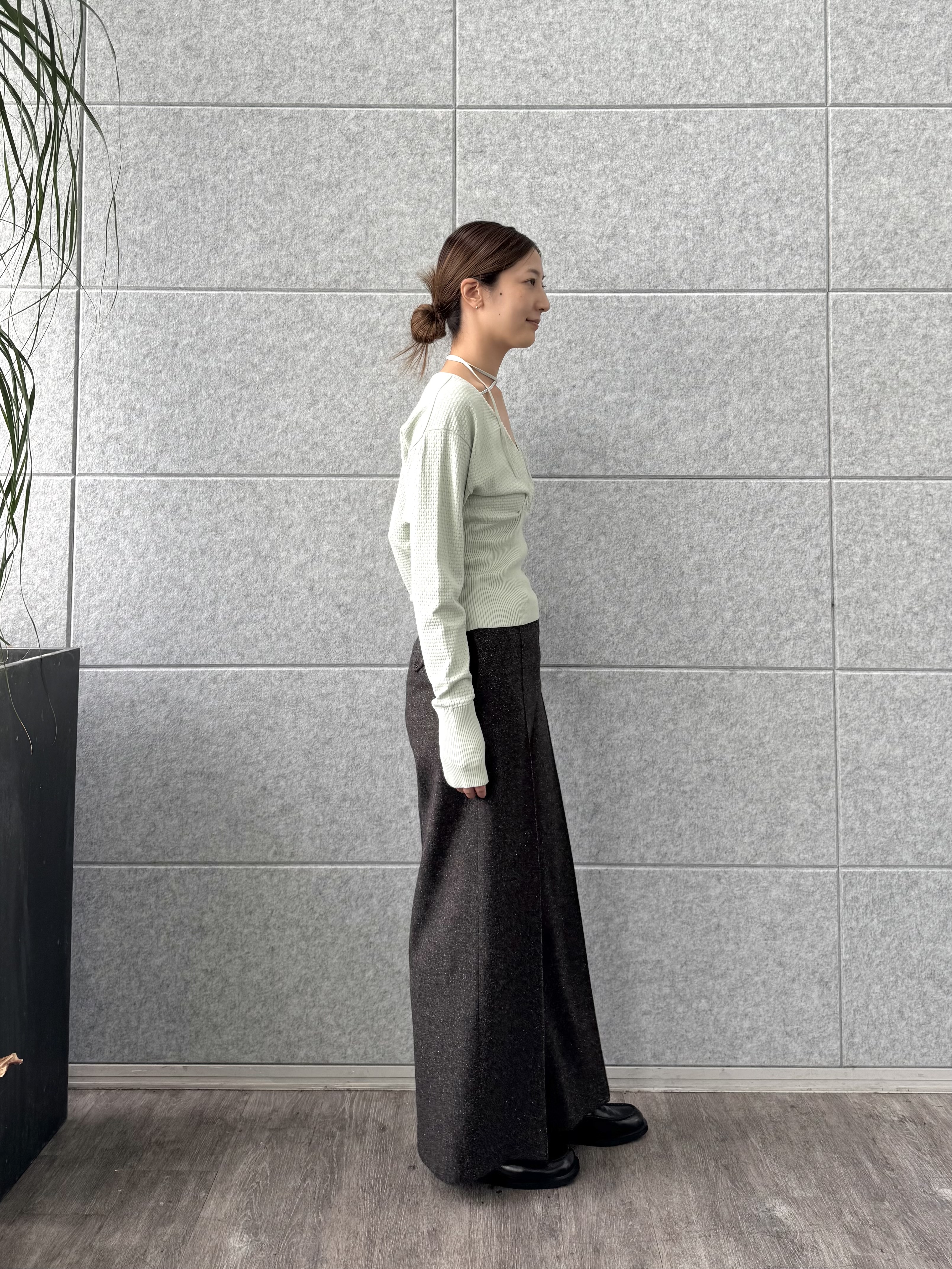uchi__yamaさんの「CODE A｜intimate wrap knit top」を使ったコーディネート