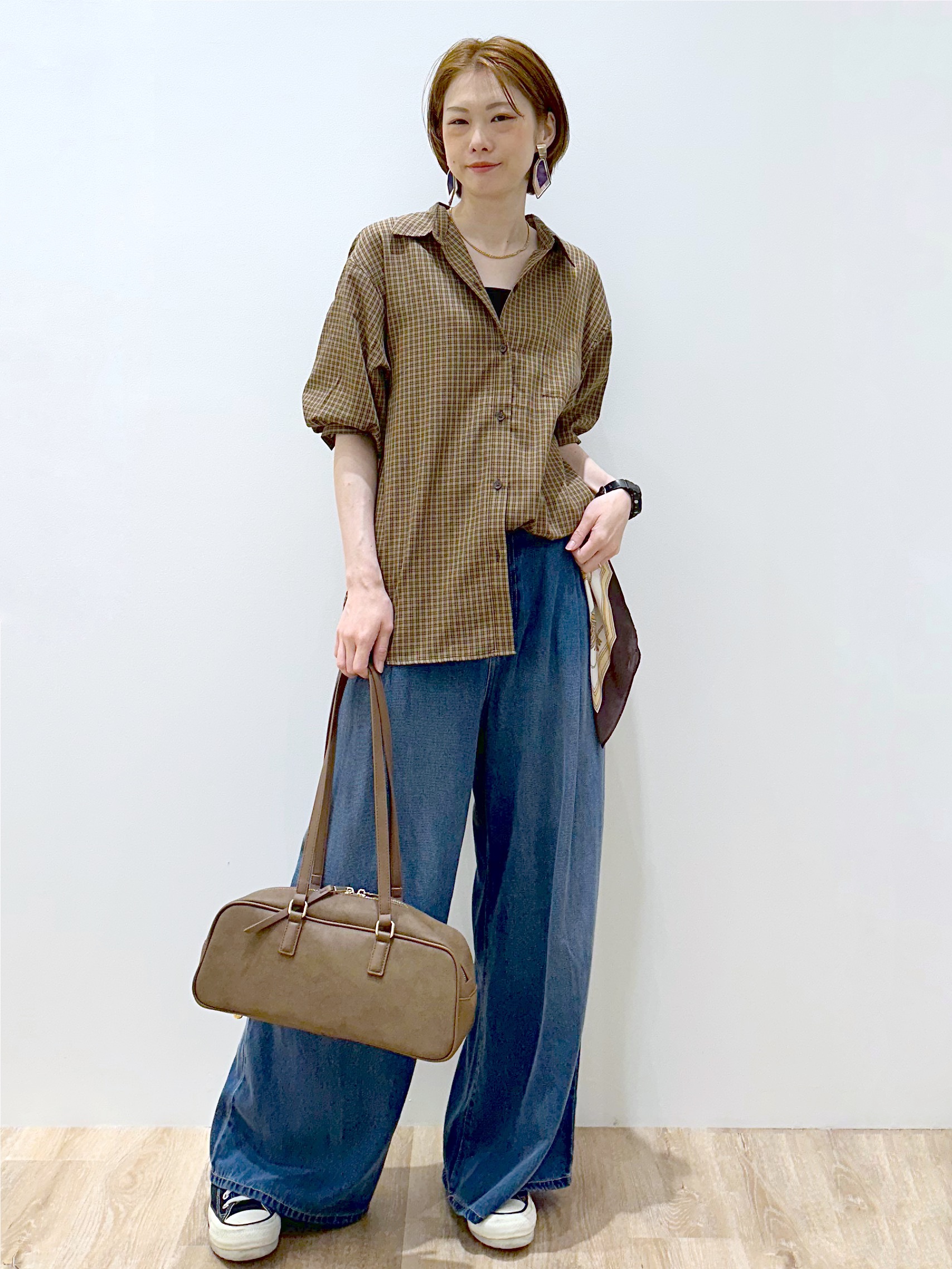 yurieさんの「OPAQUE.CLIP｜チェック柄シャツ【洗濯機OK】」を使ったコーディネート