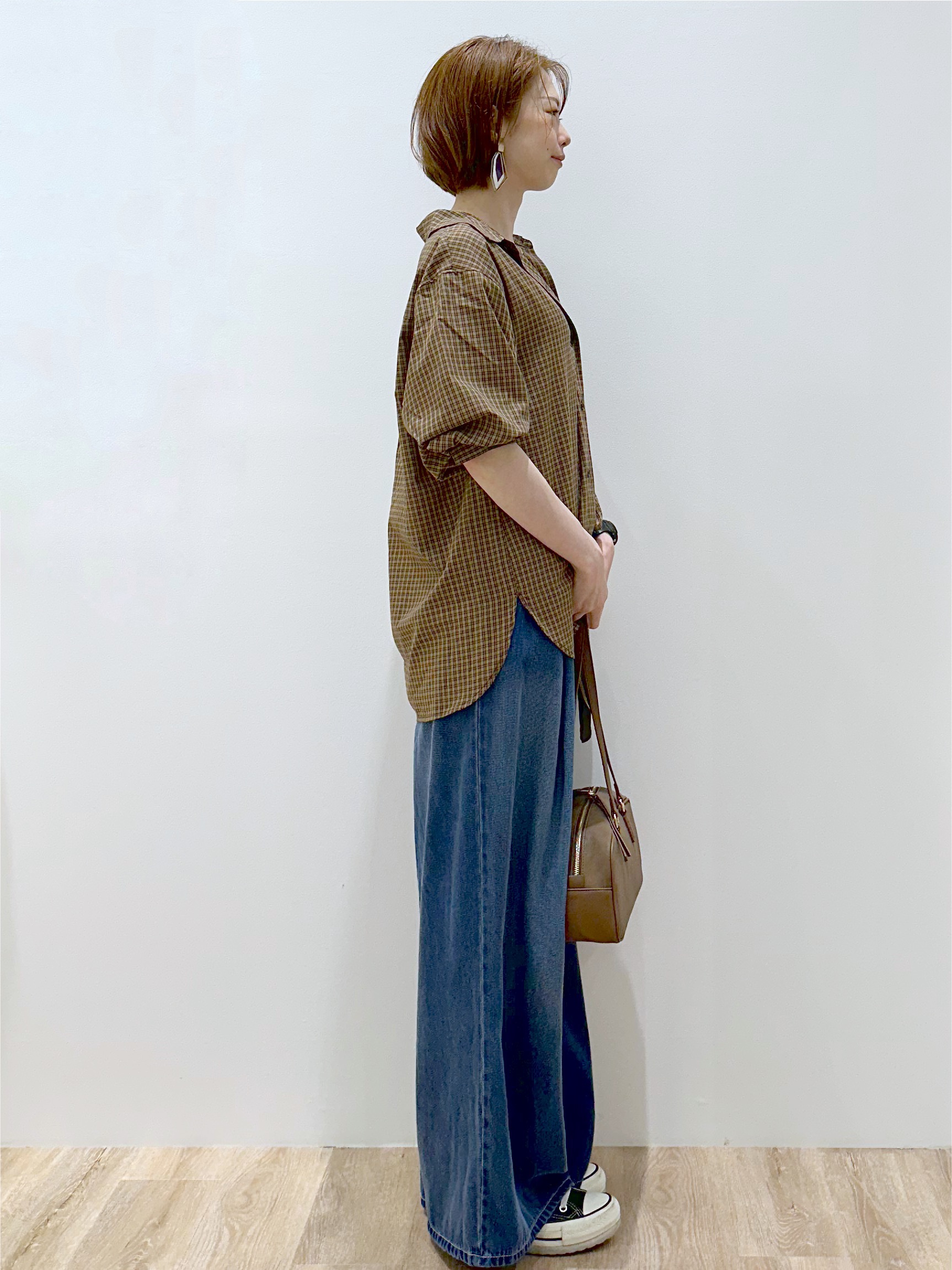 yurieさんの「OPAQUE.CLIP｜チェック柄シャツ【洗濯機OK】」を使ったコーディネート