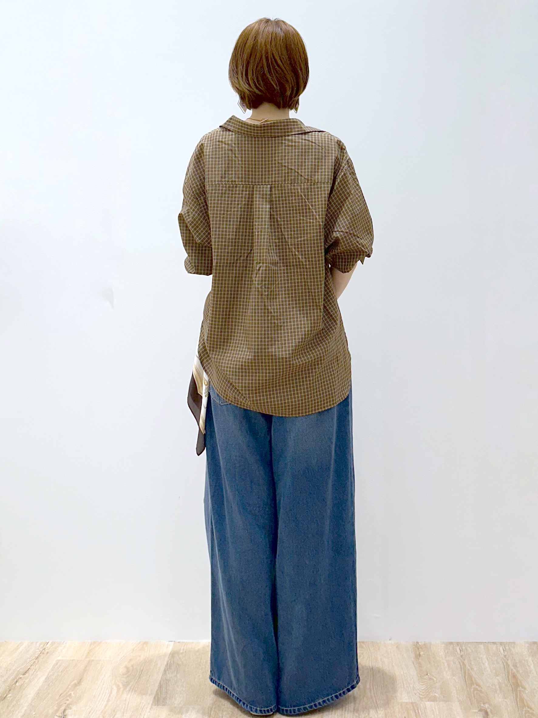 yurieさんの「OPAQUE.CLIP｜チェック柄シャツ【洗濯機OK】」を使ったコーディネート