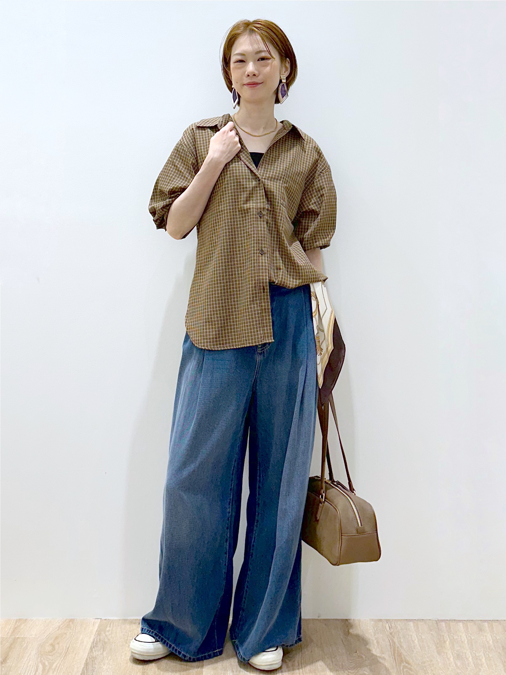 yurieさんの「OPAQUE.CLIP｜チェック柄シャツ【洗濯機OK】」を使ったコーディネート