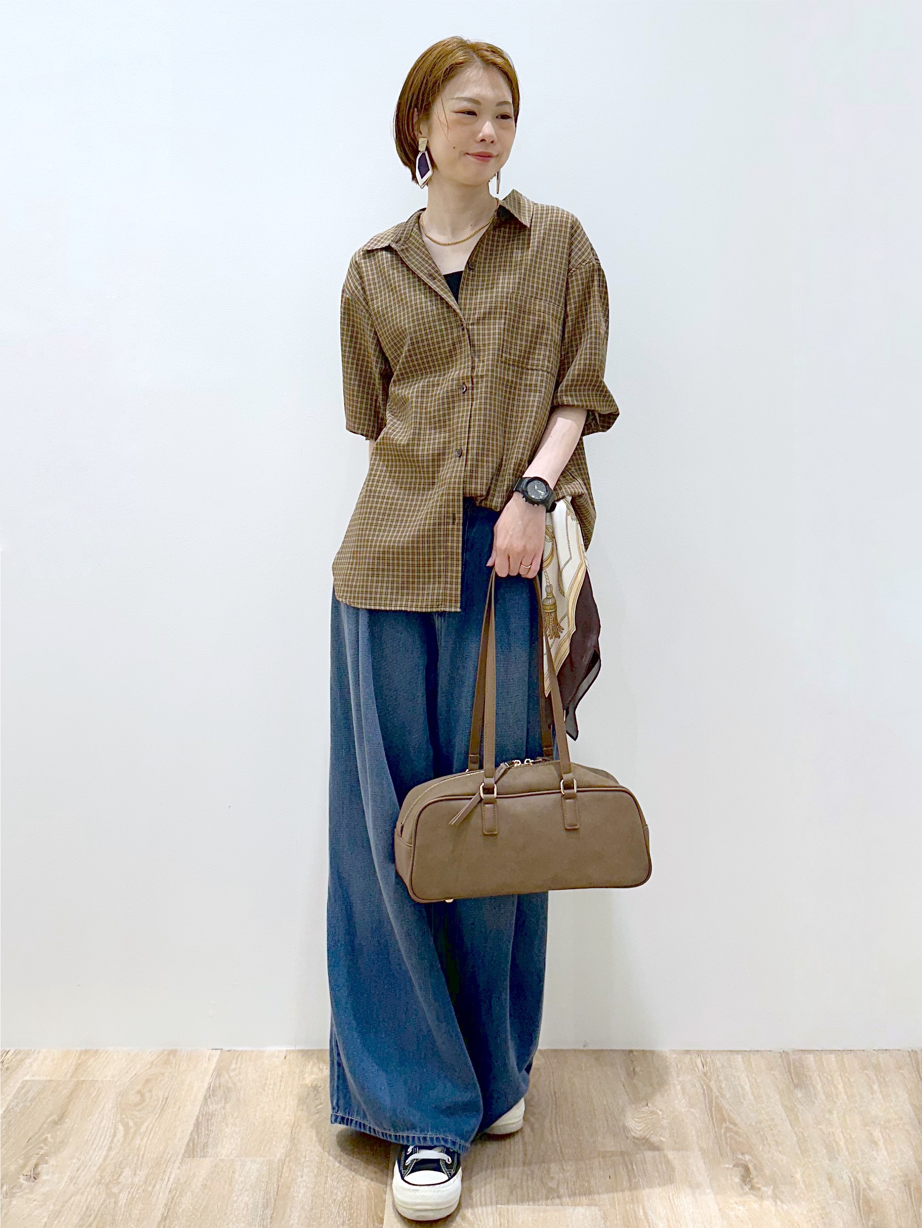 yurieさんの「OPAQUE.CLIP｜チェック柄シャツ【洗濯機OK】」を使ったコーディネート