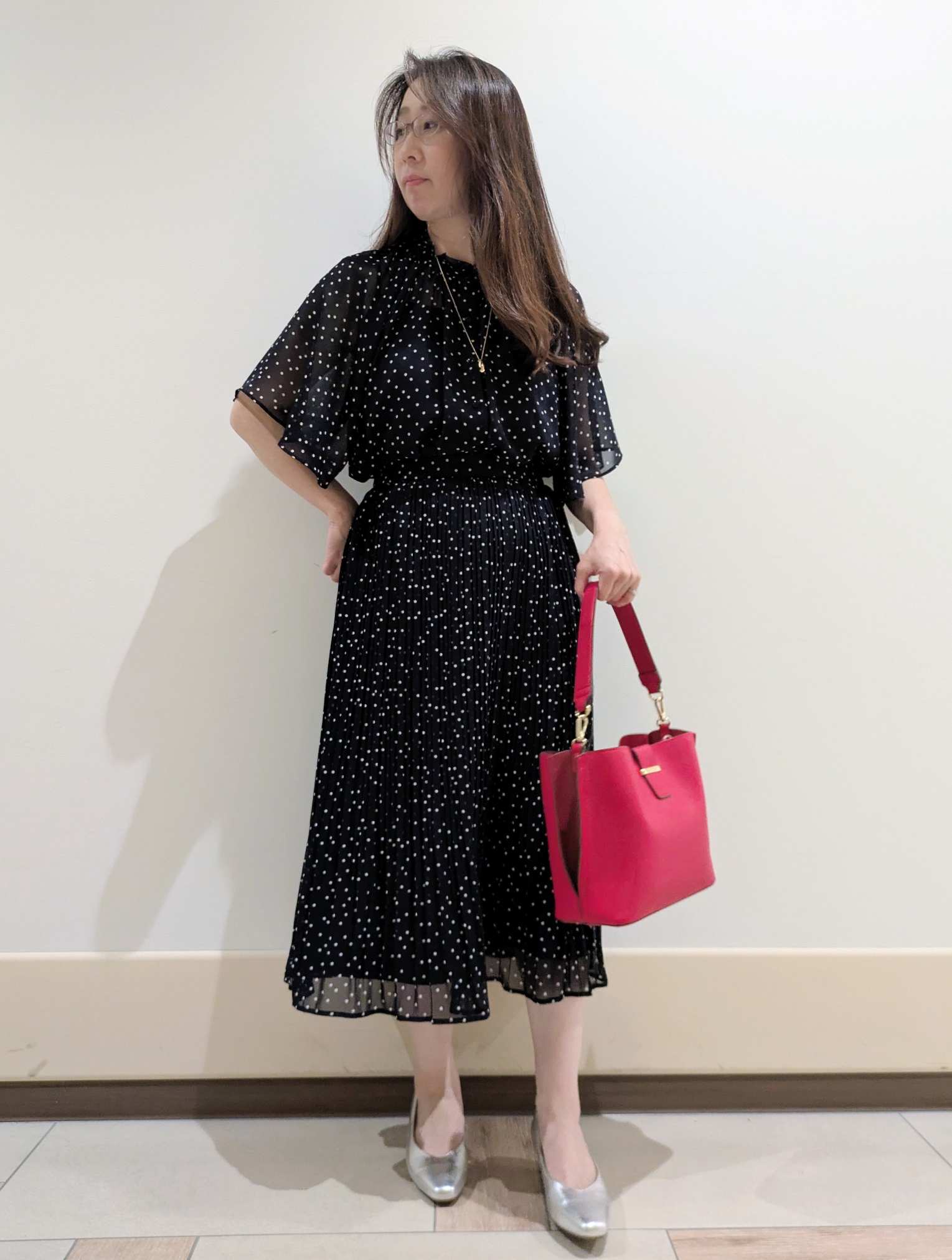 imamiさんの「Reflect｜【セットアップ／手洗い可】ドット柄シアーブラウス」を使ったコーディネート