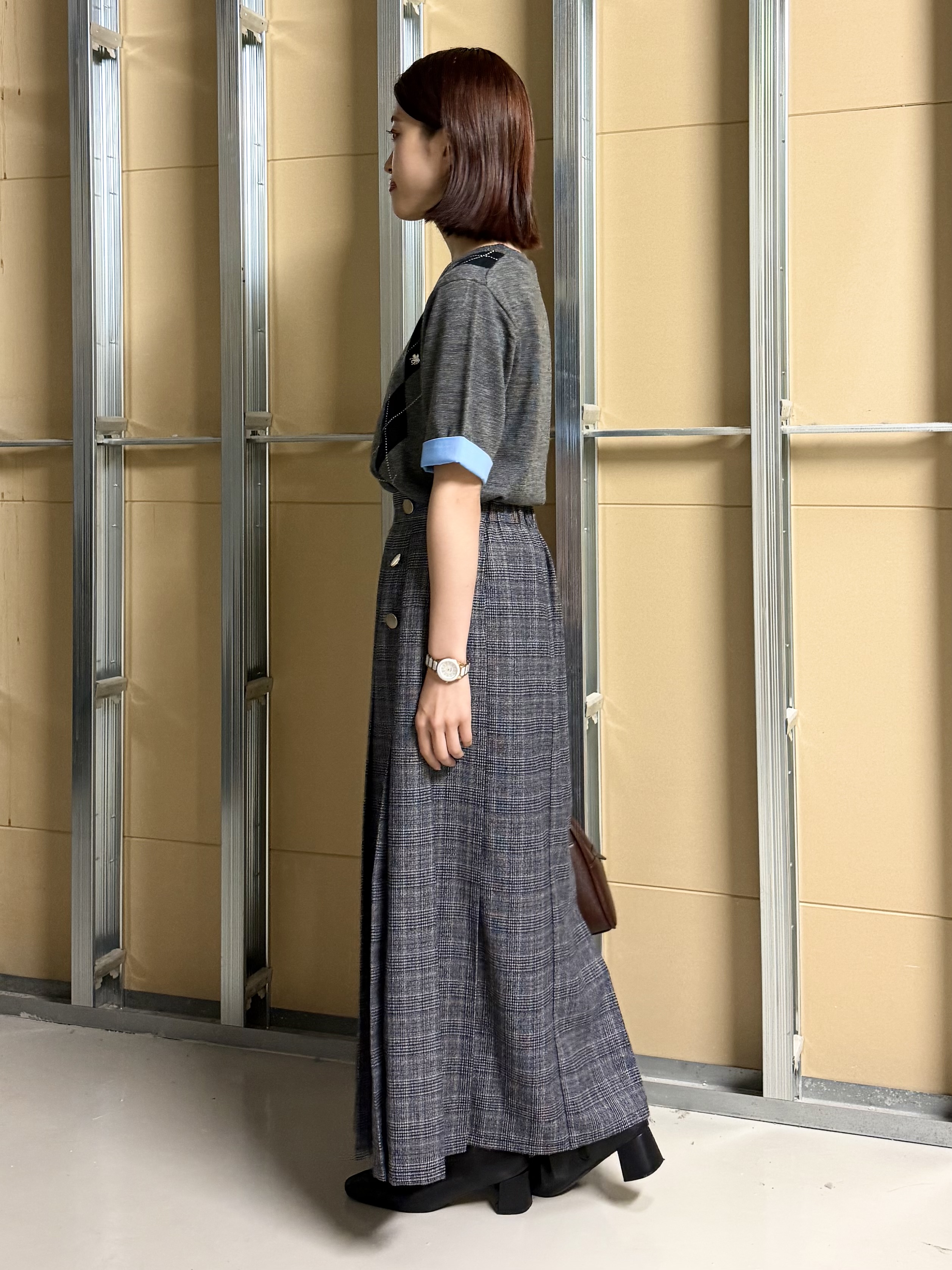 sahoさんの「THE SHOP TK｜POLO BCS/アーガイル5分袖ニット」を使ったコーディネート