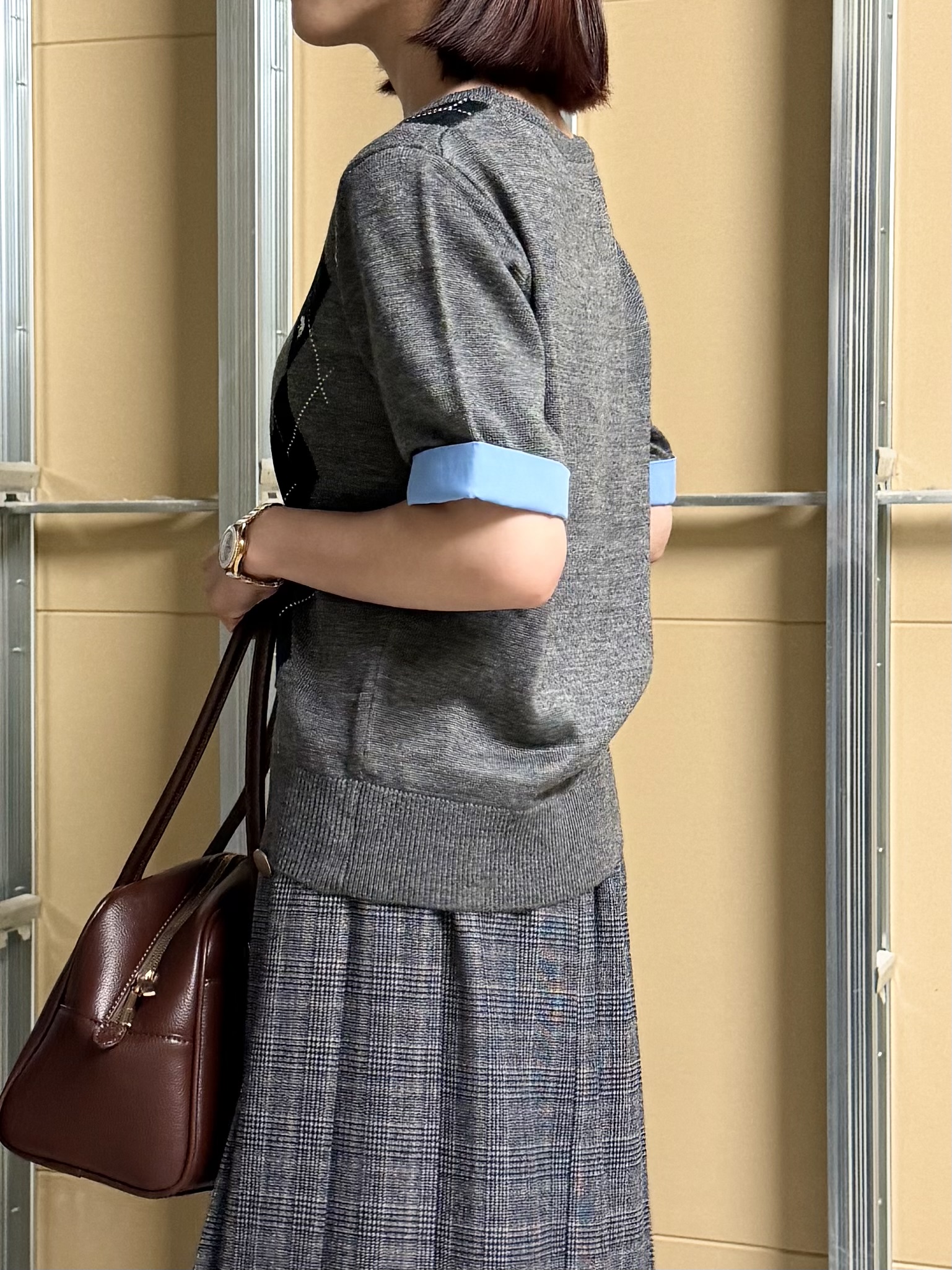 sahoさんの「THE SHOP TK｜POLO BCS/アーガイル5分袖ニット」を使ったコーディネート