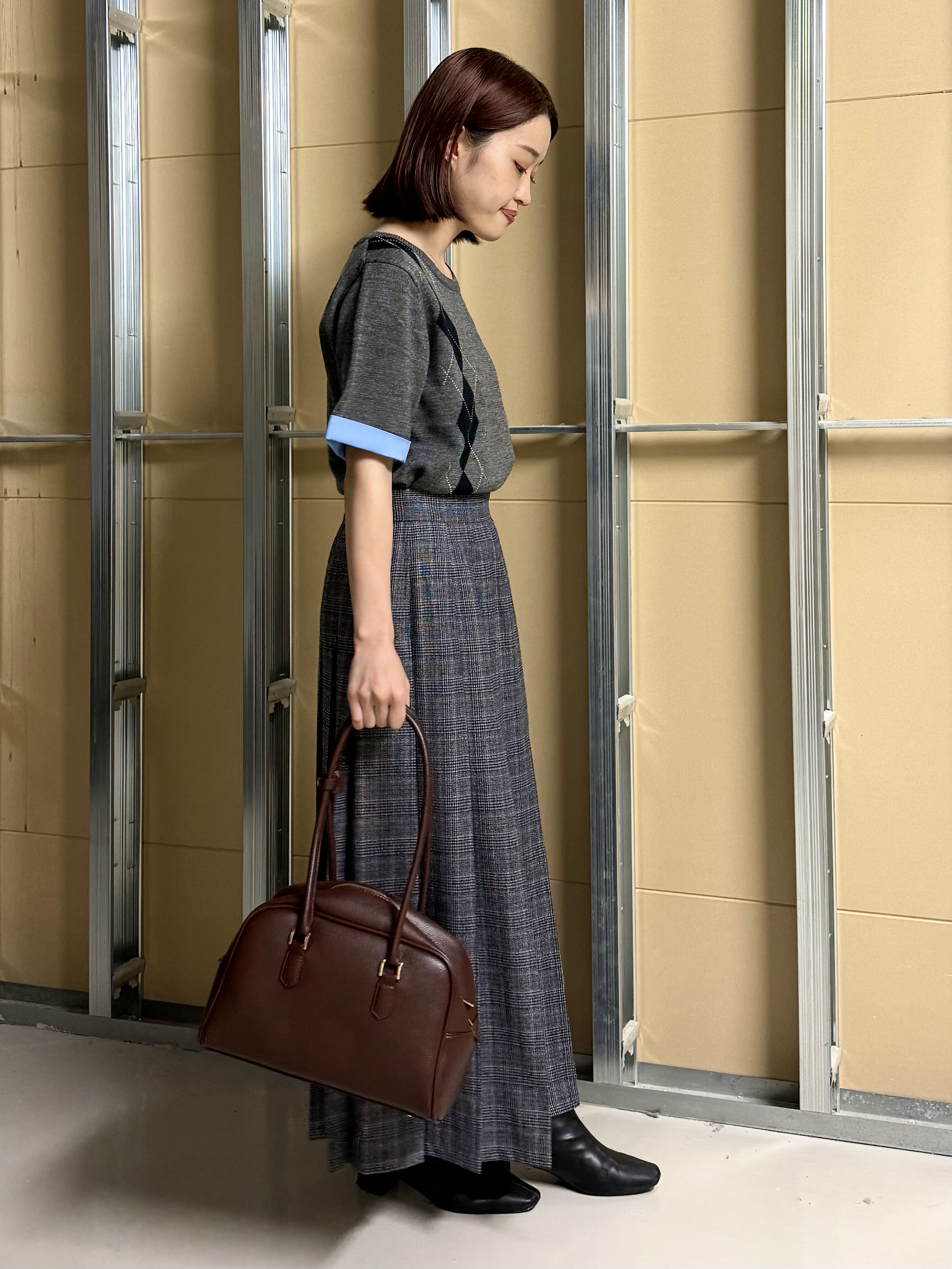 sahoさんの「THE SHOP TK｜POLO BCS/アーガイル5分袖ニット」を使ったコーディネート