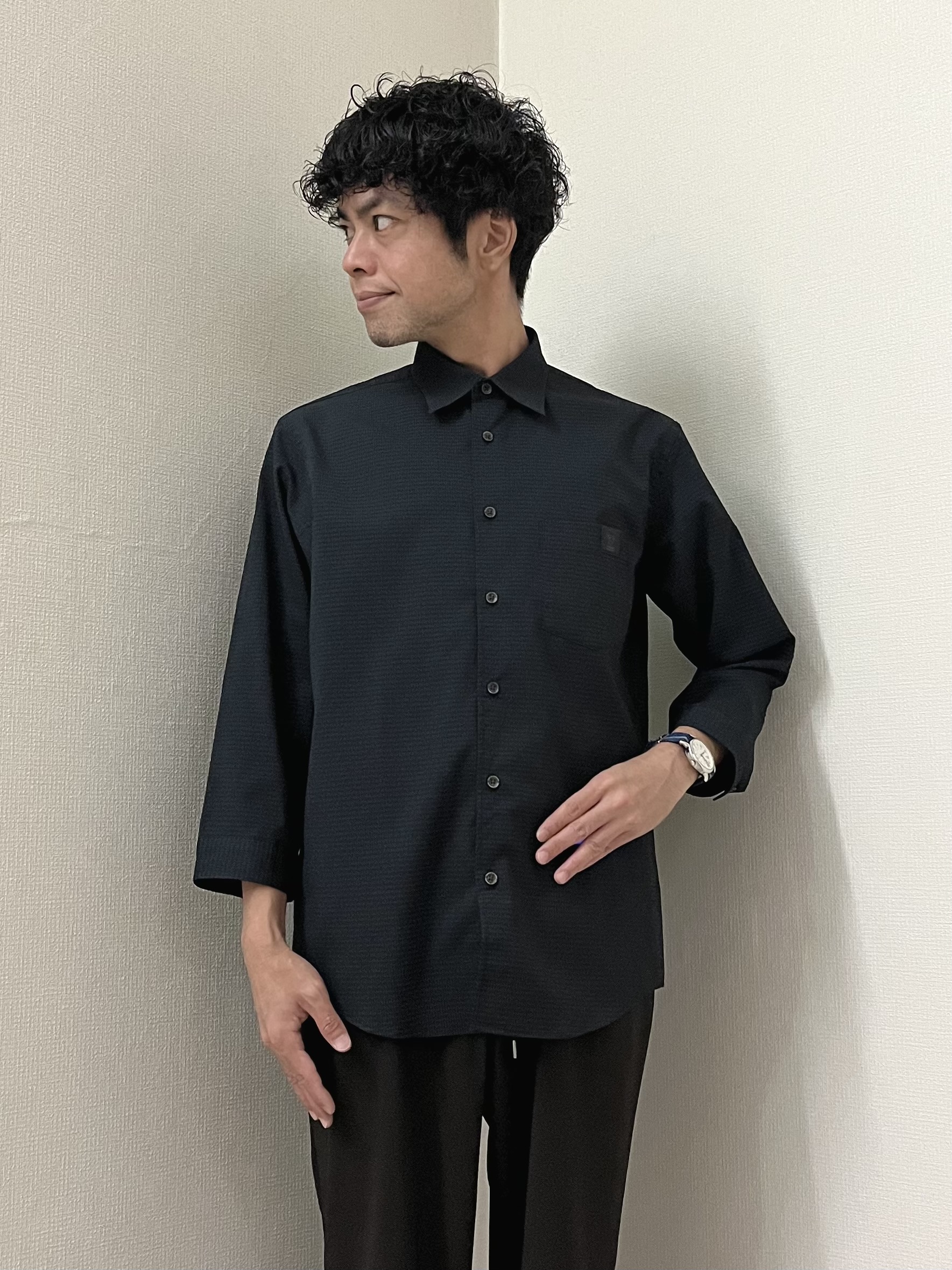 URAさんの「TAKEO KIKUCHI｜【日本製】DotAir（R）サッカー7分袖シャツ」を使ったコーディネート