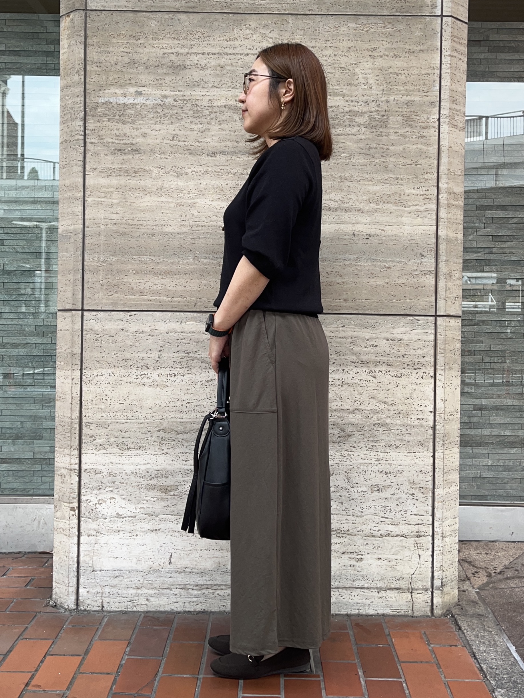 harusakuさんの「SHOO･LA･RUE｜【ガンガン洗える/UV/毛玉になりにくい】二の腕見せない 5分袖ニット」を使ったコーディネート