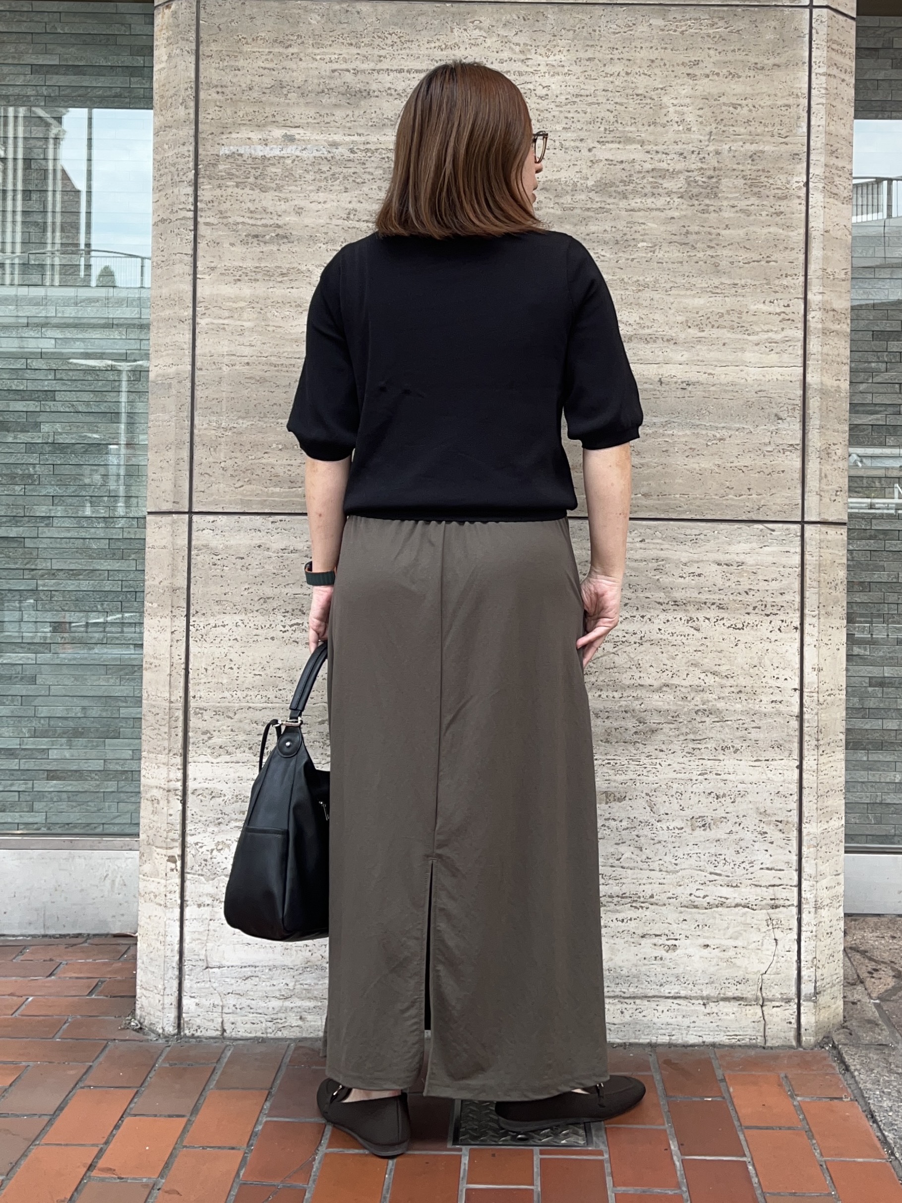 harusakuさんの「SHOO･LA･RUE｜【ガンガン洗える/UV/毛玉になりにくい】二の腕見せない 5分袖ニット」を使ったコーディネート