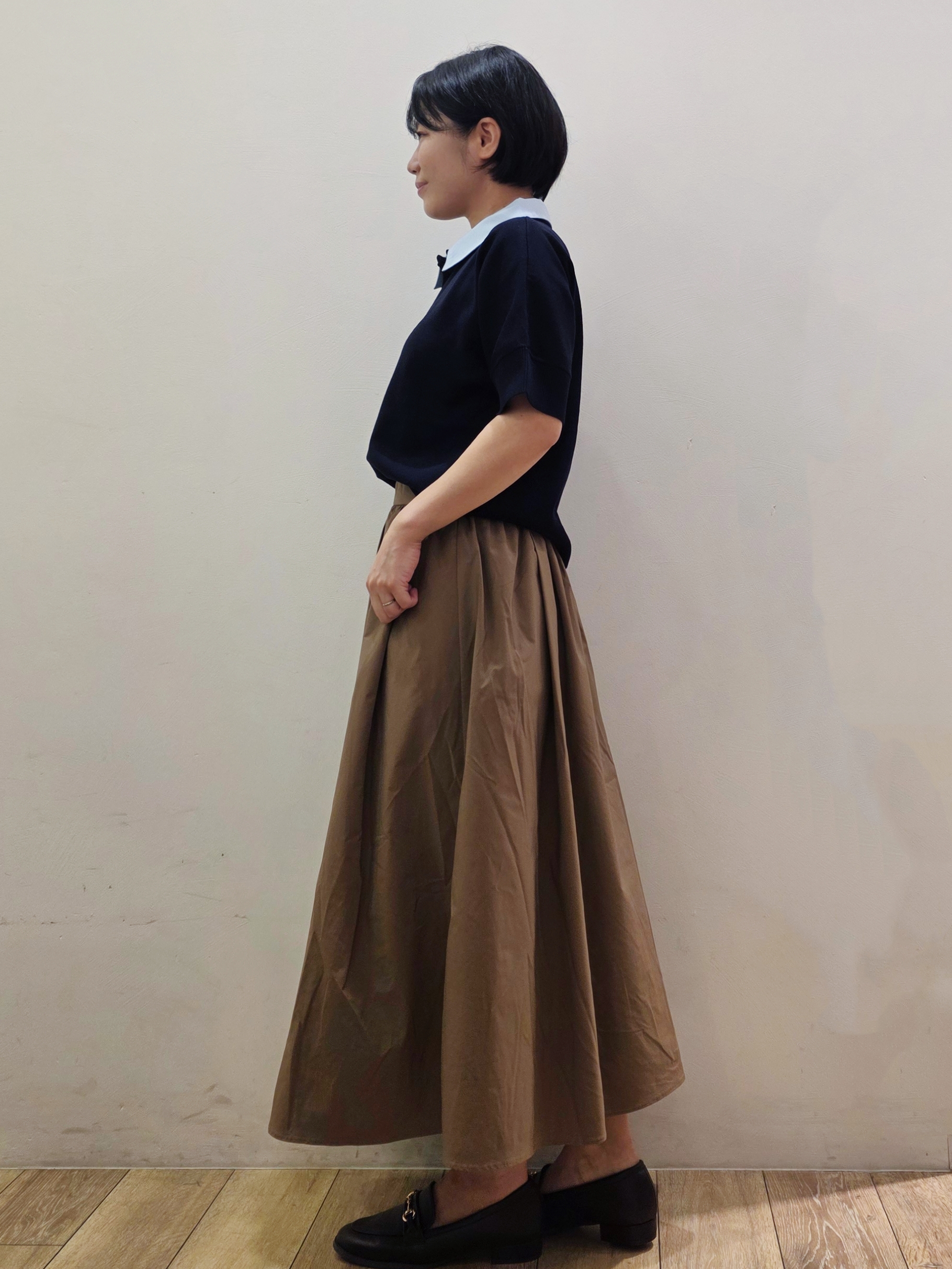 yuyuさんの「OPAQUE.CLIP｜【森絵梨佳さん着用】2WAY衿ドッキングニット《洗濯機OK》」を使ったコーディネート