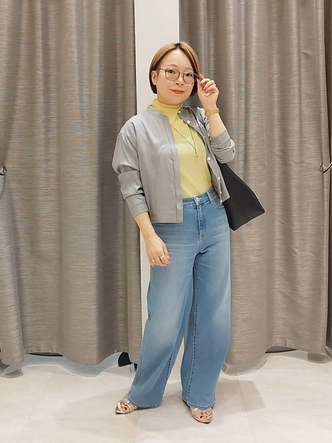 s u g iさんの「UNTITLED｜【セットアップ可/秋羽織り】メランジツイルシャツ」を使ったコーディネート