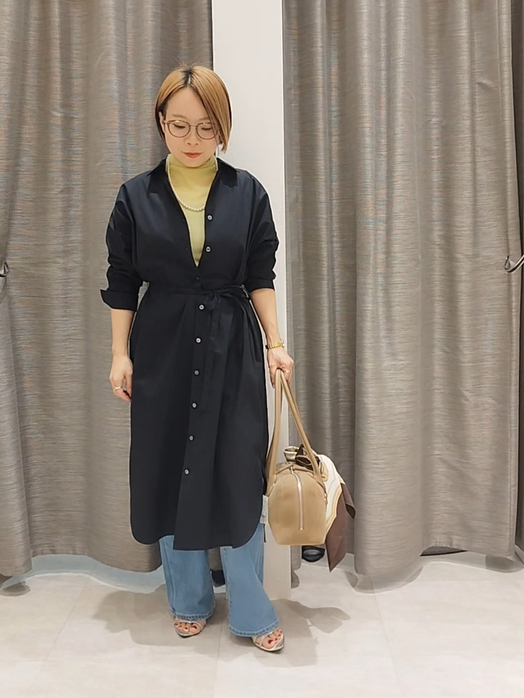 s u g iさんの「UNTITLED｜ロングシャツワンピース」を使ったコーディネート