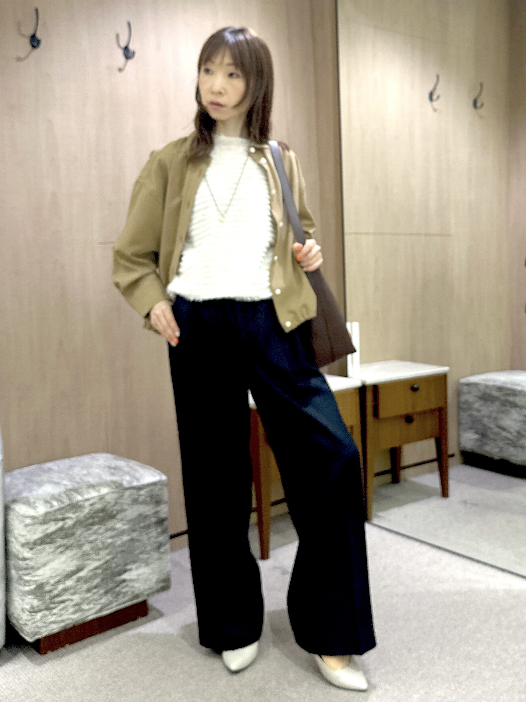 Miwaさんの「UNTITLED｜【秋映え/体型カバー】フェザージャガードプルオーバー」を使ったコーディネート
