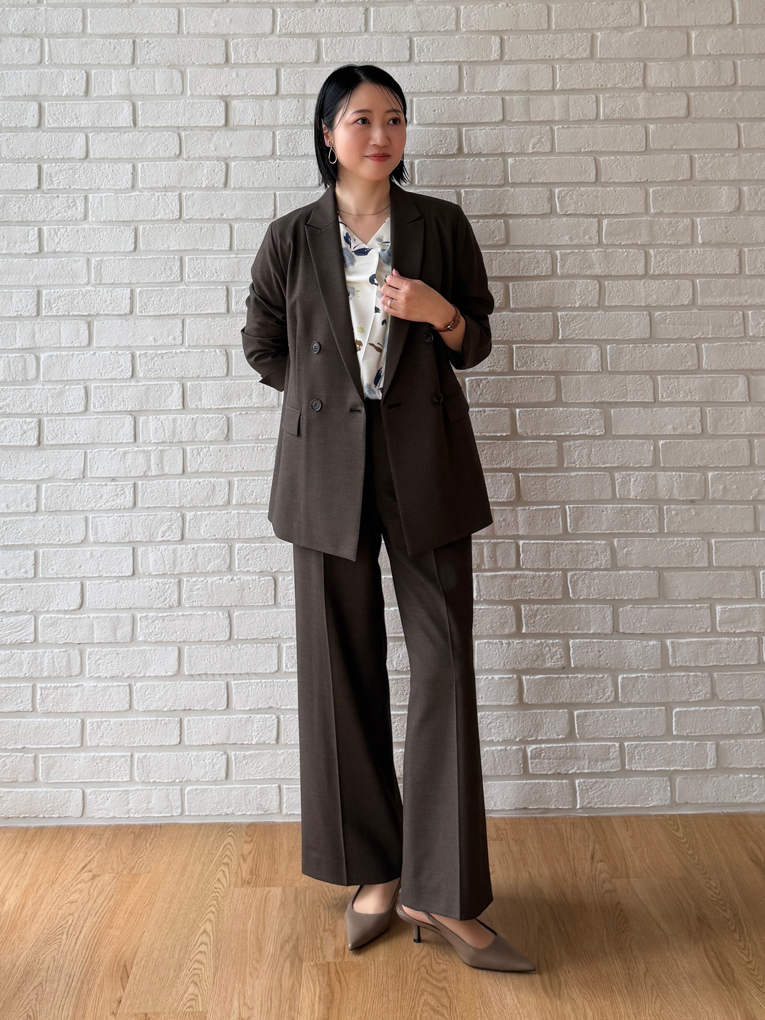 shihoさんの「INDIVI｜【洗濯機OK／ストレッチ◎】秋はじめのダブルジャケット」を使ったコーディネート