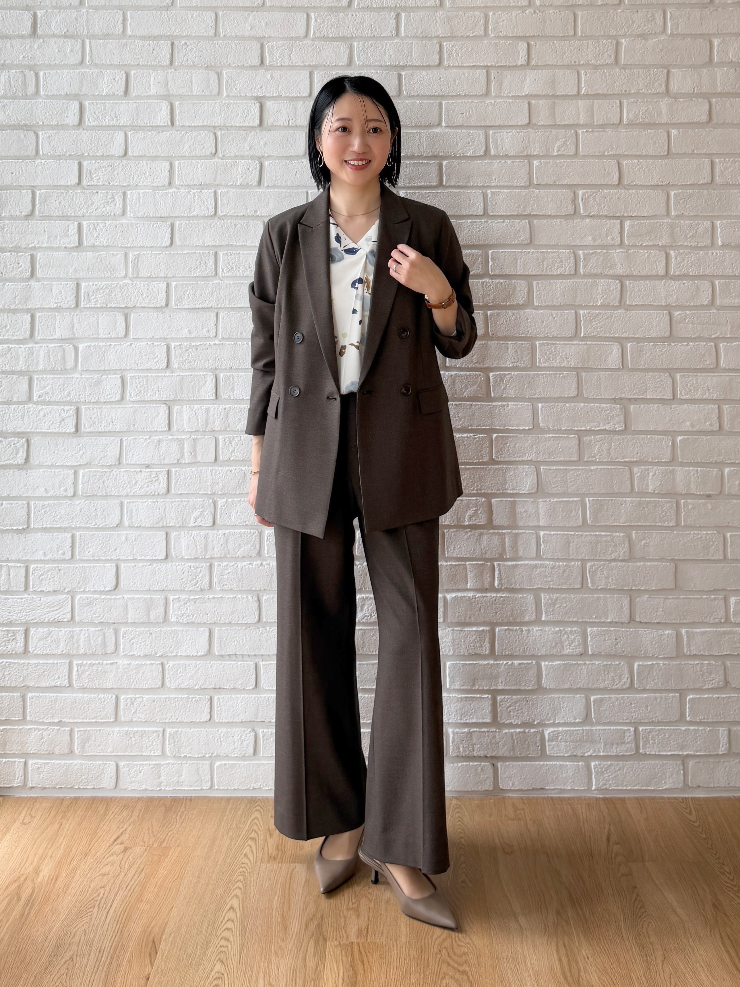 shihoさんの「INDIVI｜【洗濯機OK／ストレッチ◎】秋はじめのダブルジャケット」を使ったコーディネート