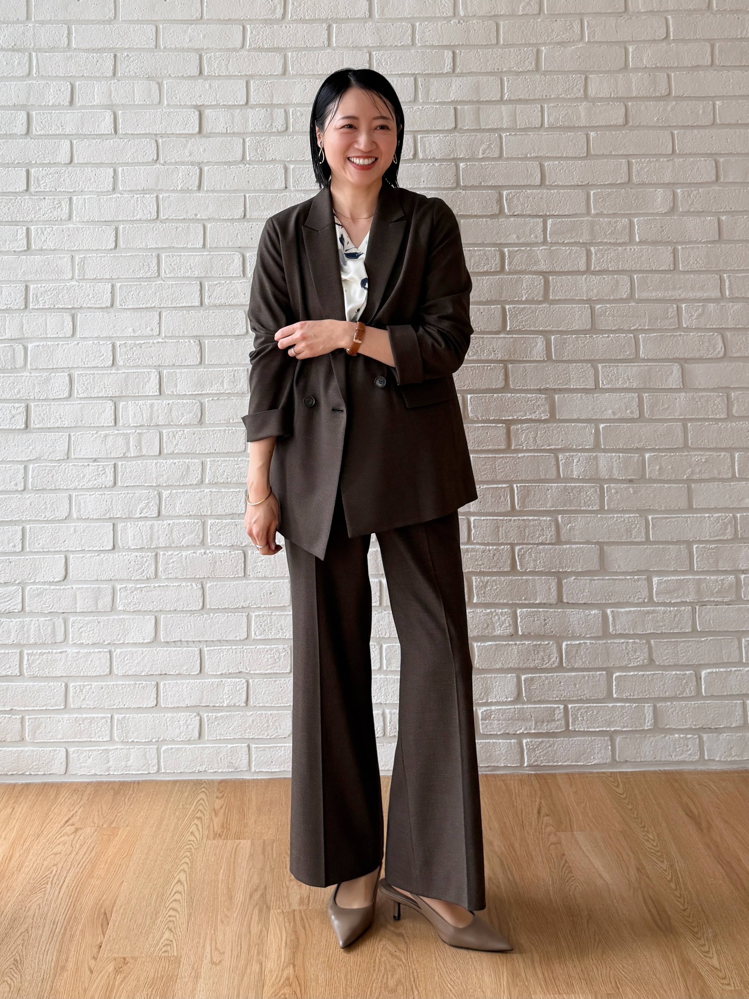 shihoさんの「INDIVI｜【洗濯機OK／ストレッチ◎】秋はじめのダブルジャケット」を使ったコーディネート