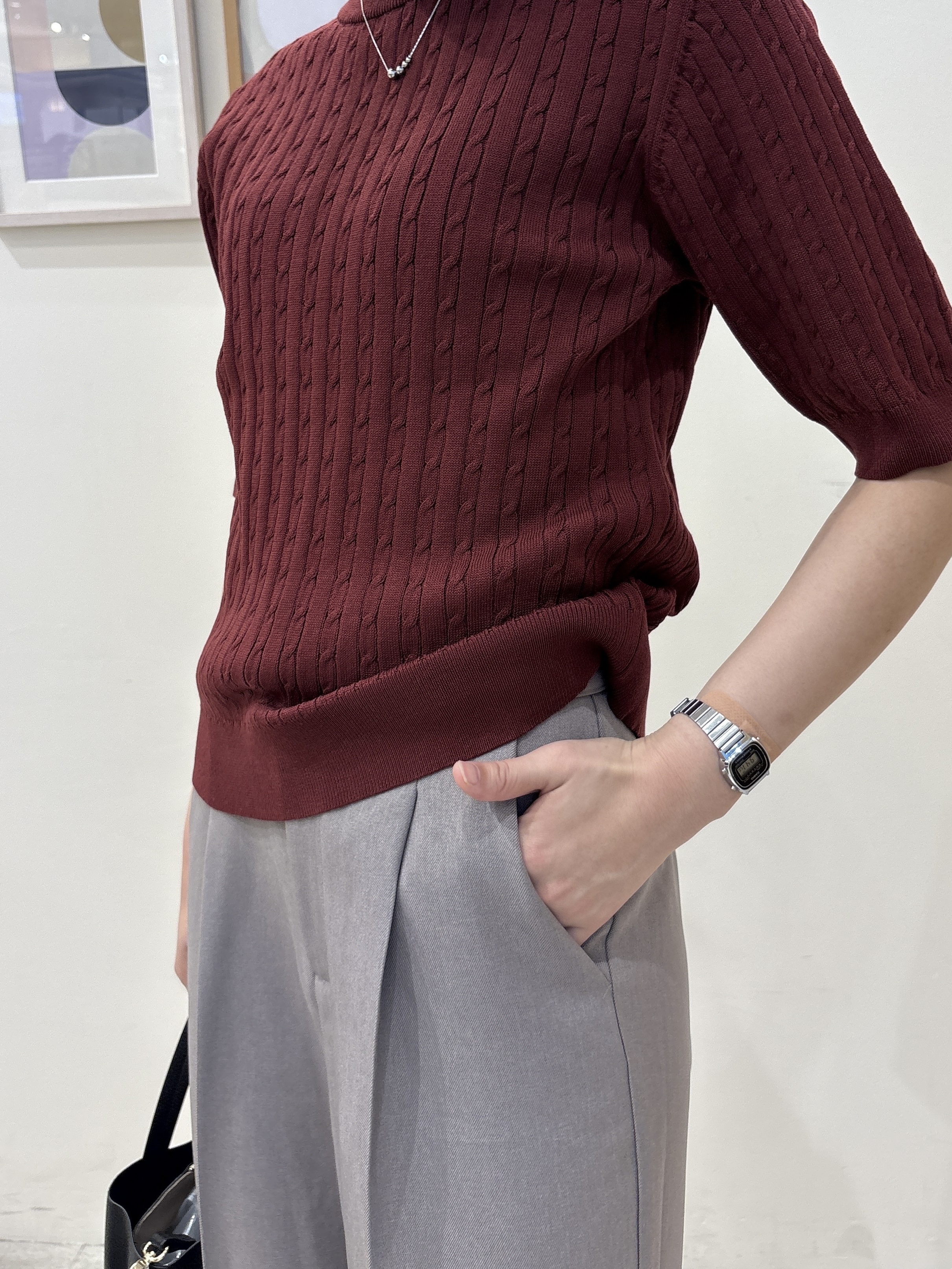 Rikaさんの「SHOO･LA･RUE｜【洗濯機可/S-LL】上品見え ミニケーブルニット」を使ったコーディネート