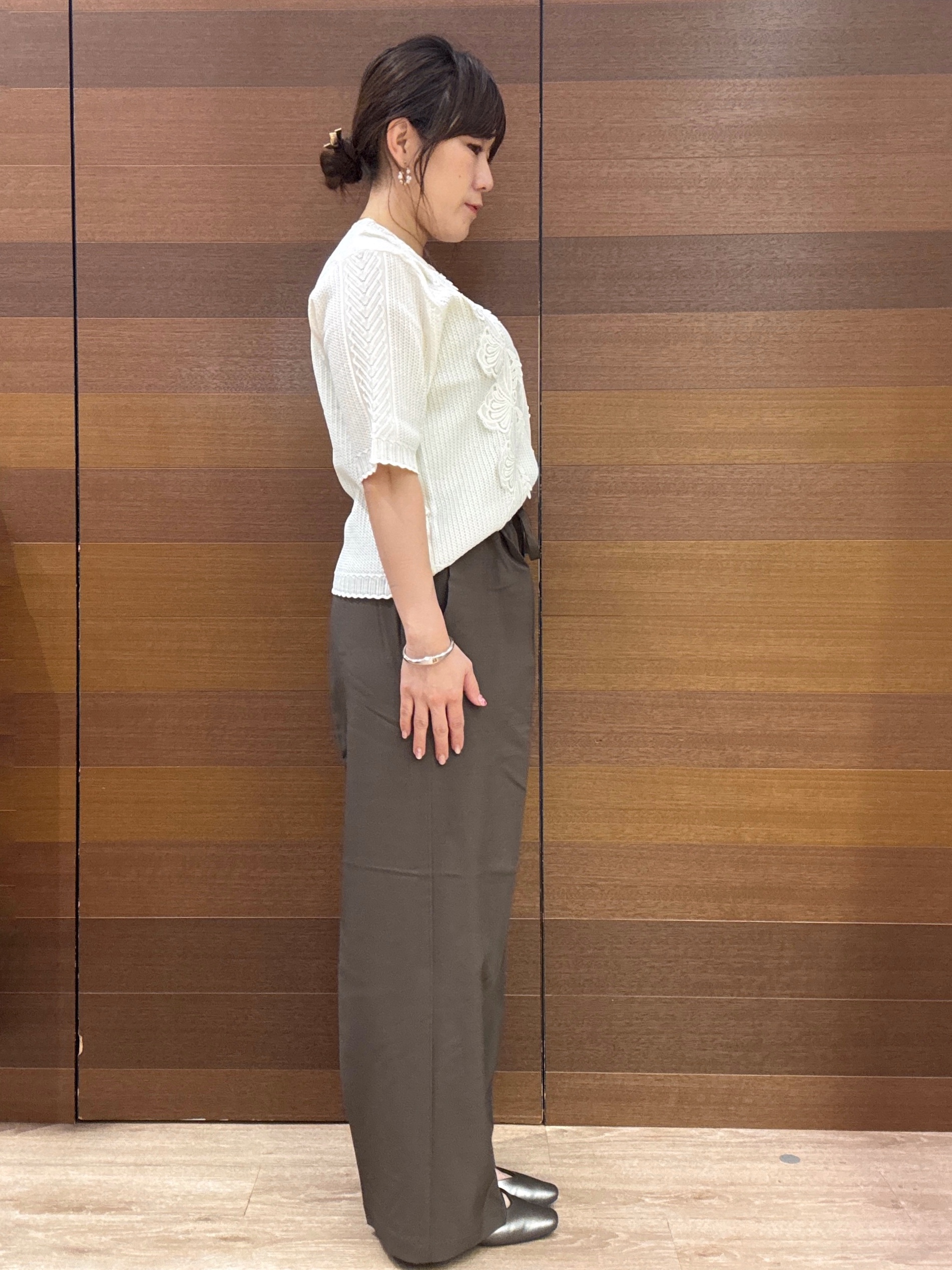 maichiさんの「OPAQUE.CLIP｜モチーフレース 柄編みニット【洗濯機OK／抗ピル】」を使ったコーディネート