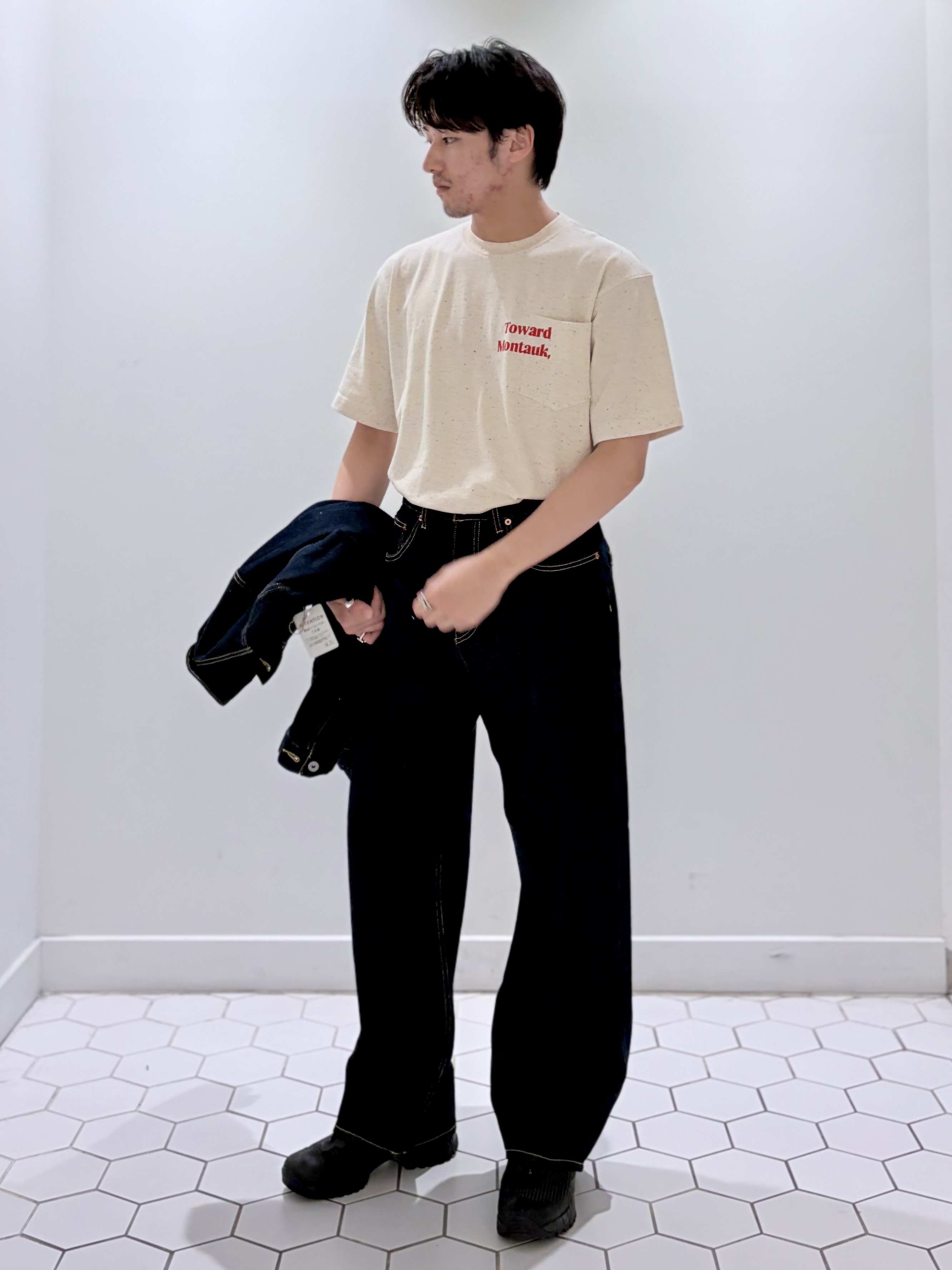 takeruさんの「Dessin｜カラーネップ ポケットTシャツ」を使ったコーディネート