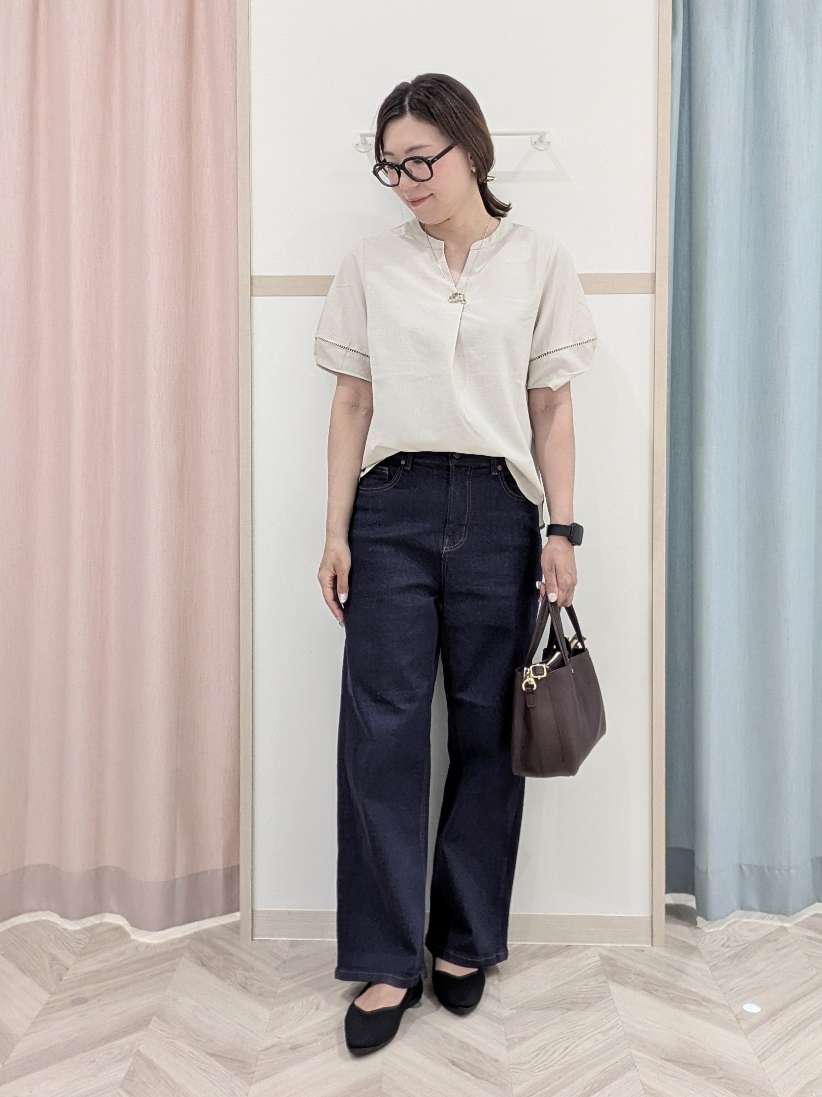 miyuさんの「SHOO･LA･RUE｜【洗濯後しわになりにくい/インせずきまる】シンプルだけど女性らしい 麻調スキッパーブラウス」を使ったコーディネート