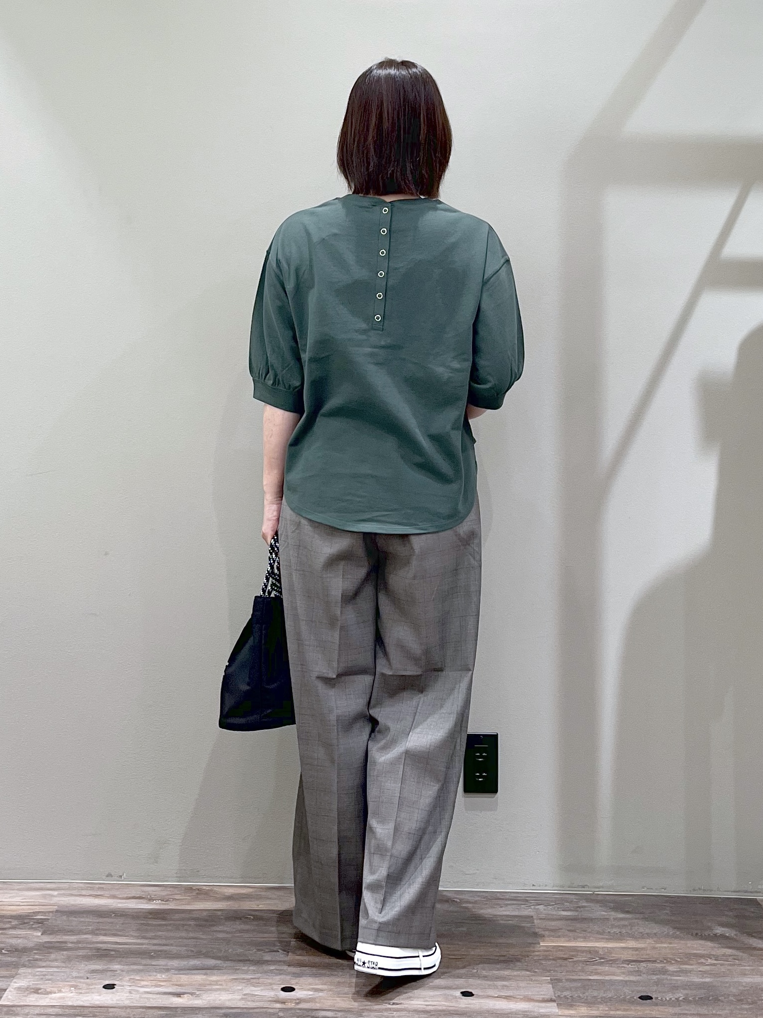 ricoさんの「Dessin｜【洗える/XS-L】バックヘンリーミニ裏毛 5分袖」を使ったコーディネート