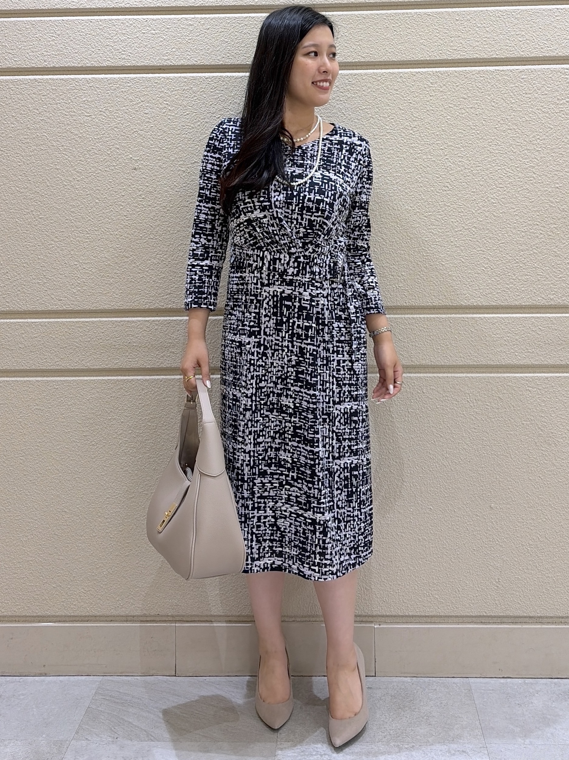 Momokaさんの「COUP DE CHANCE｜【手洗い可／日本製】ジオメトリックワンピース」を使ったコーディネート