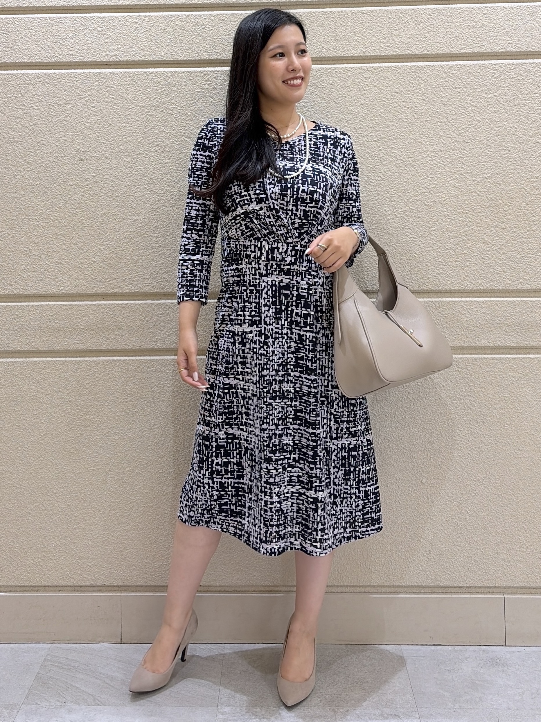 Momokaさんの「COUP DE CHANCE｜【手洗い可／日本製】ジオメトリックワンピース」を使ったコーディネート