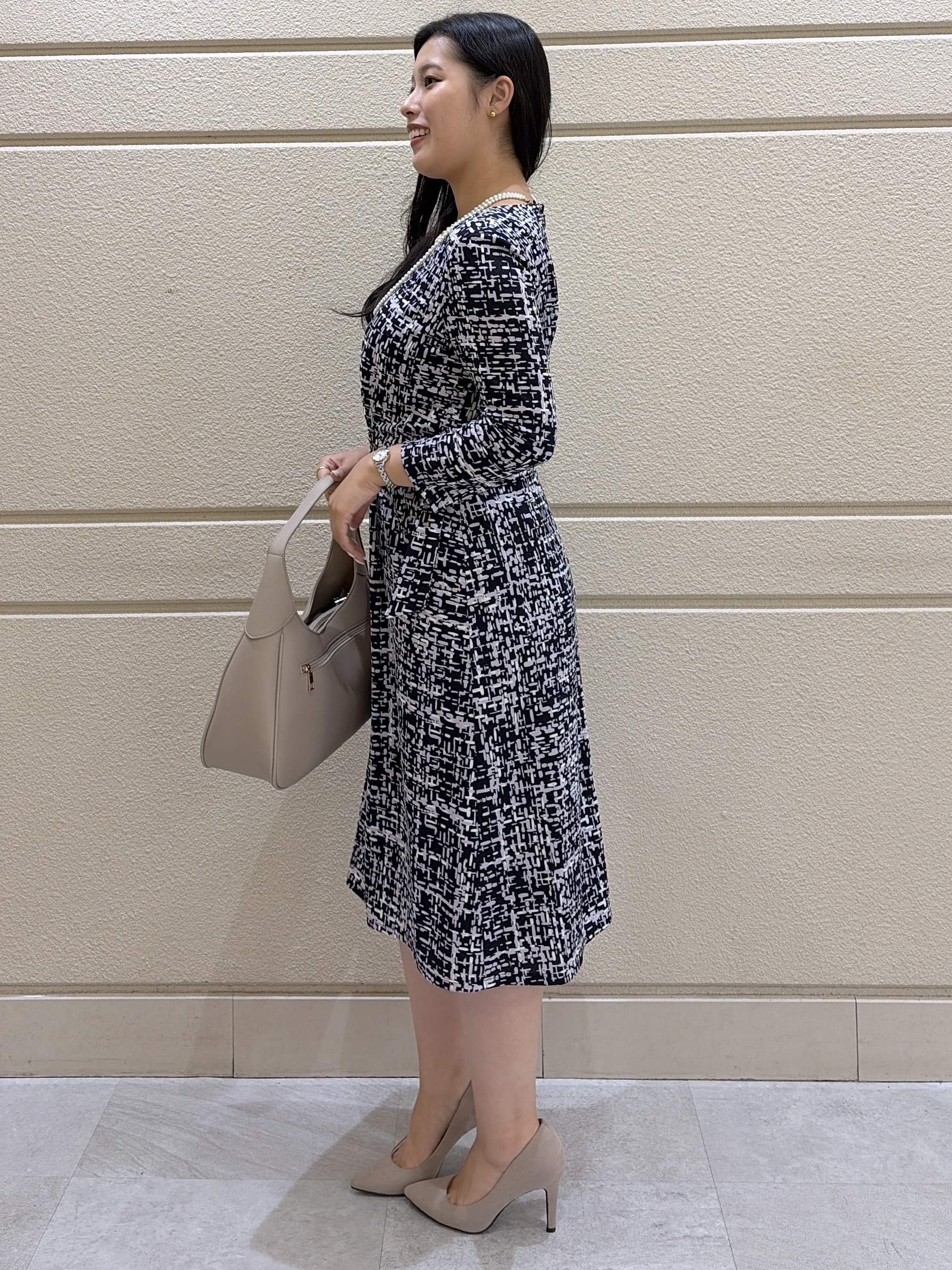 Momokaさんの「COUP DE CHANCE｜【手洗い可／日本製】ジオメトリックワンピース」を使ったコーディネート