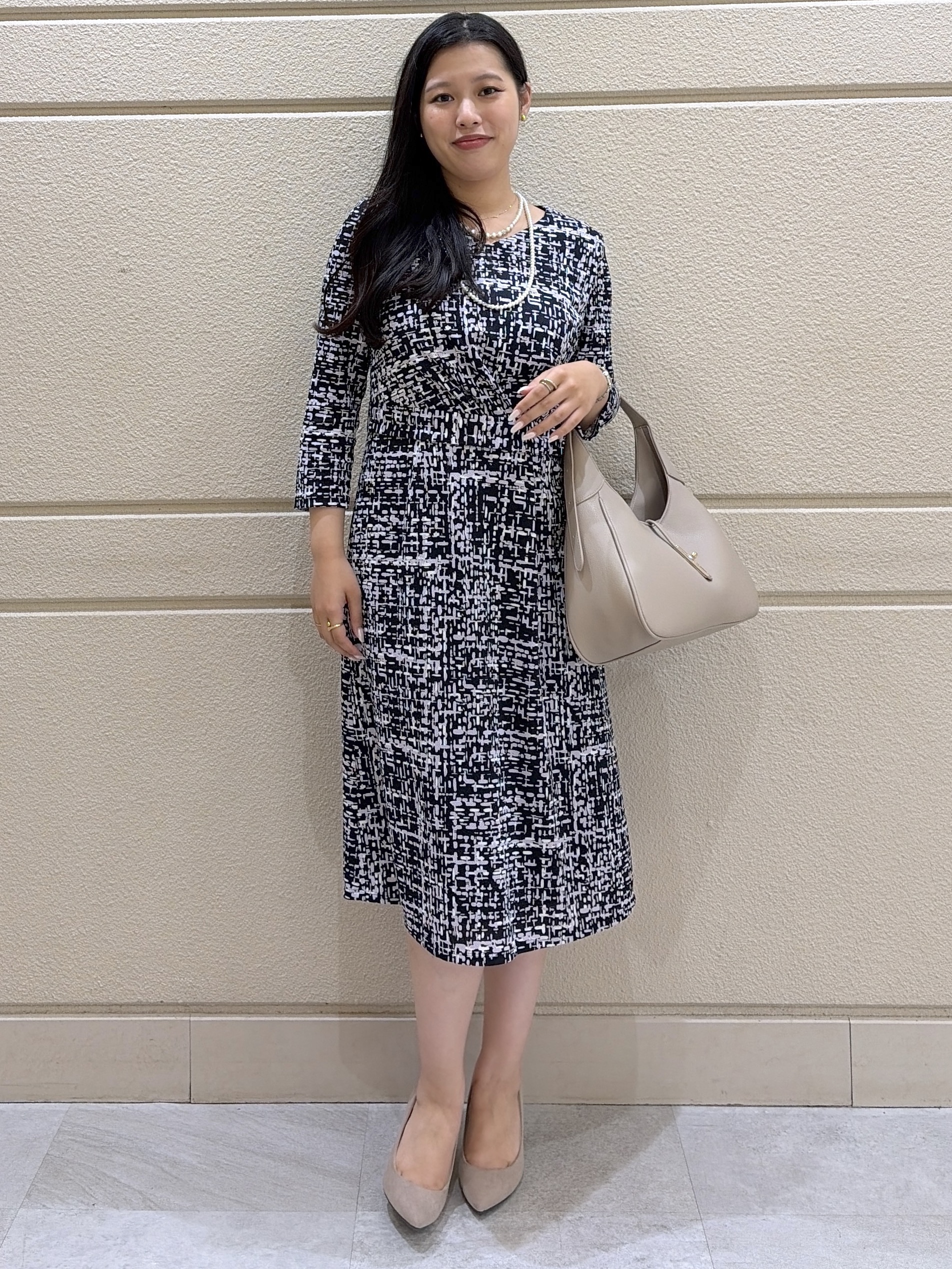 Momokaさんの「COUP DE CHANCE｜【手洗い可／日本製】ジオメトリックワンピース」を使ったコーディネート