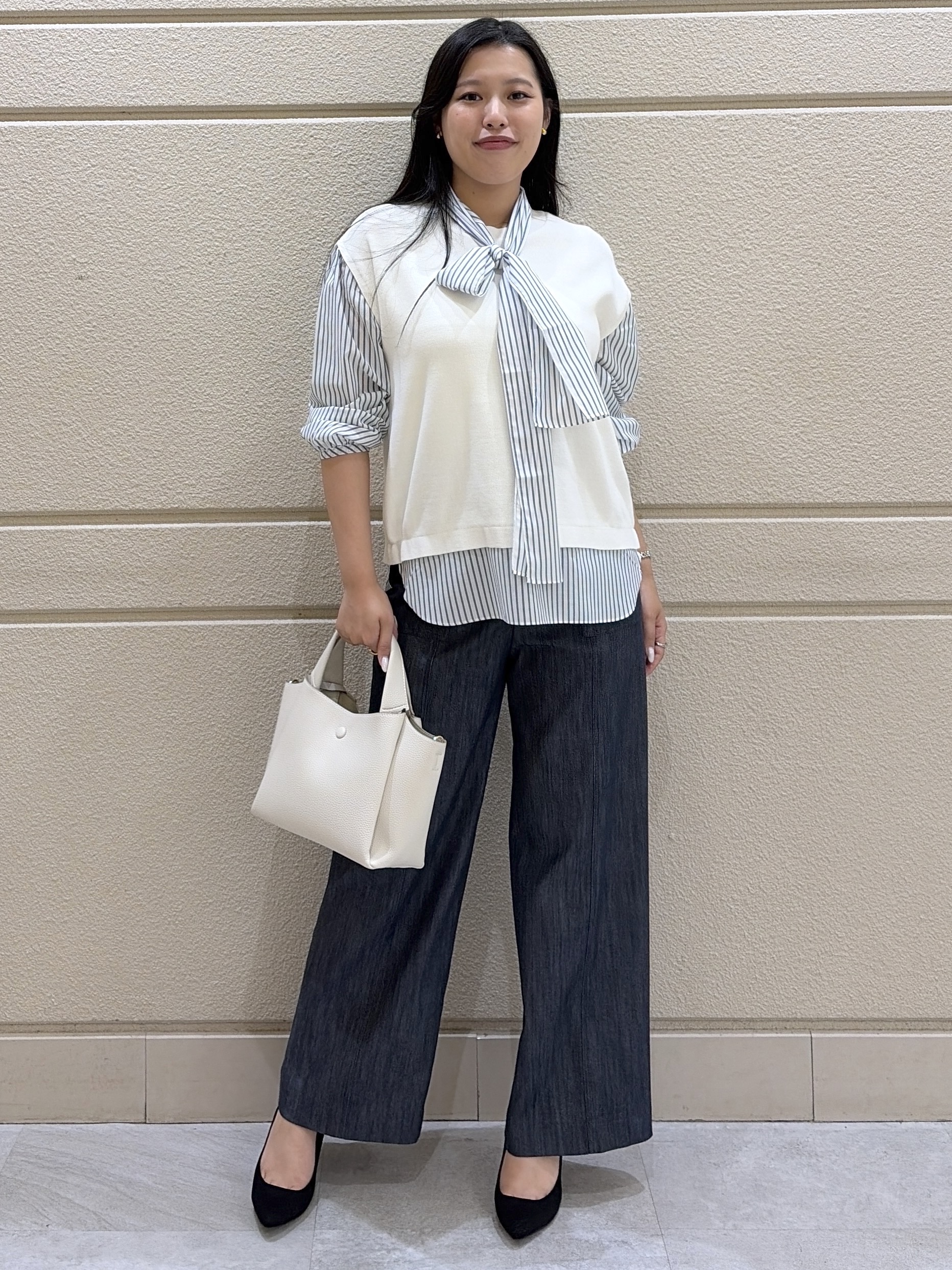Momokaさんの「COUP DE CHANCE｜【手洗い可／日本製／】 レイヤード風トップス」を使ったコーディネート