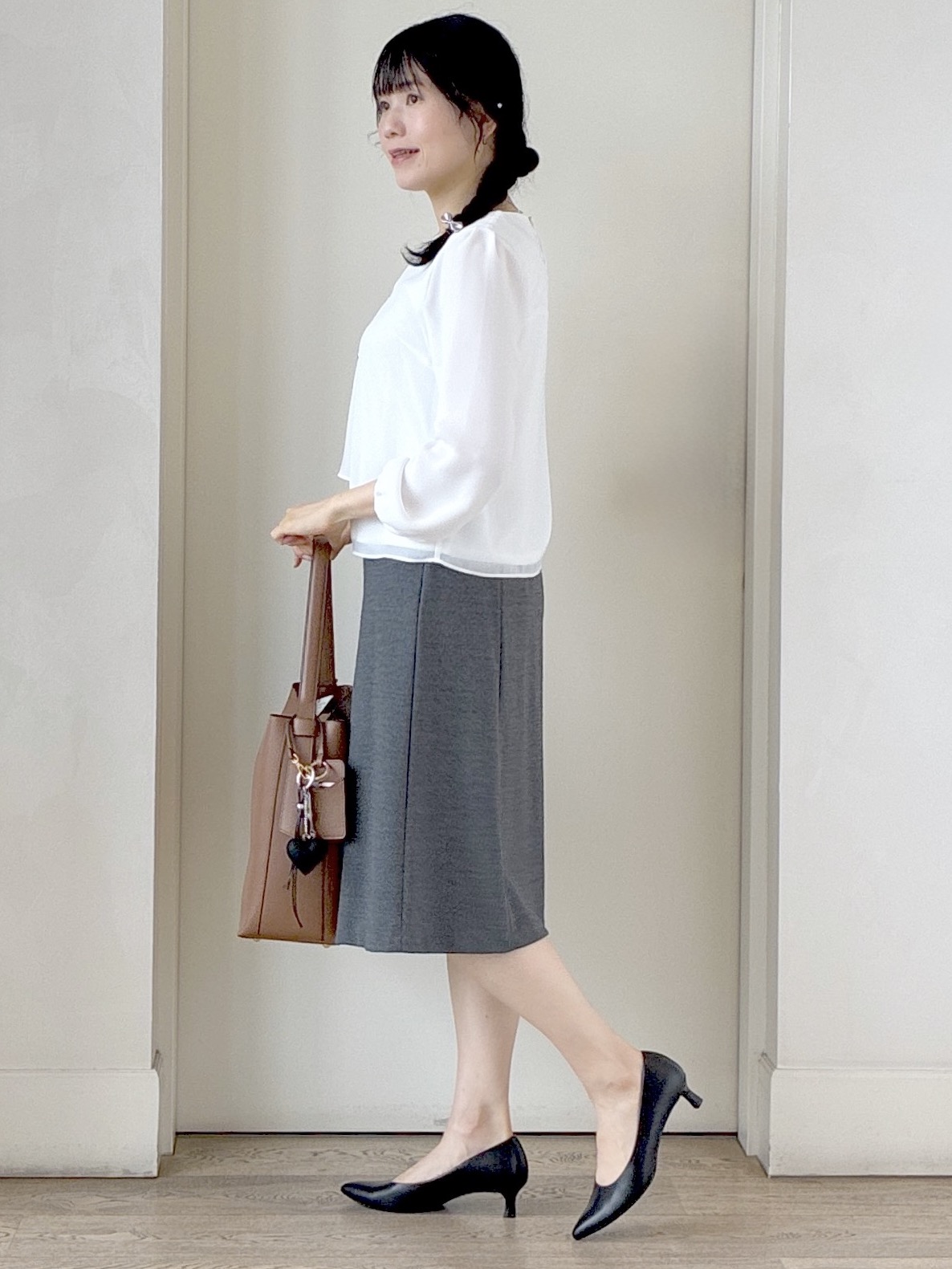  beni_gingerさんの「Reflect｜【SS-4Lサイズ／通勤／セレモニー】クルーネック シフォンブラウス」を使ったコーディネート