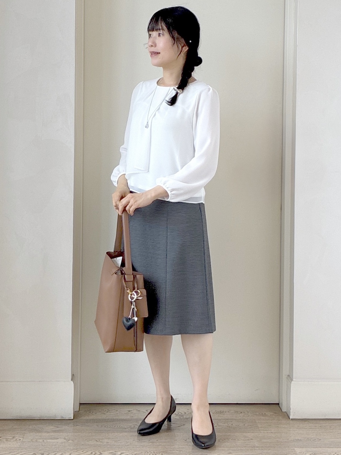  beni_gingerさんの「Reflect｜【SS-4Lサイズ／通勤／セレモニー】クルーネック シフォンブラウス」を使ったコーディネート