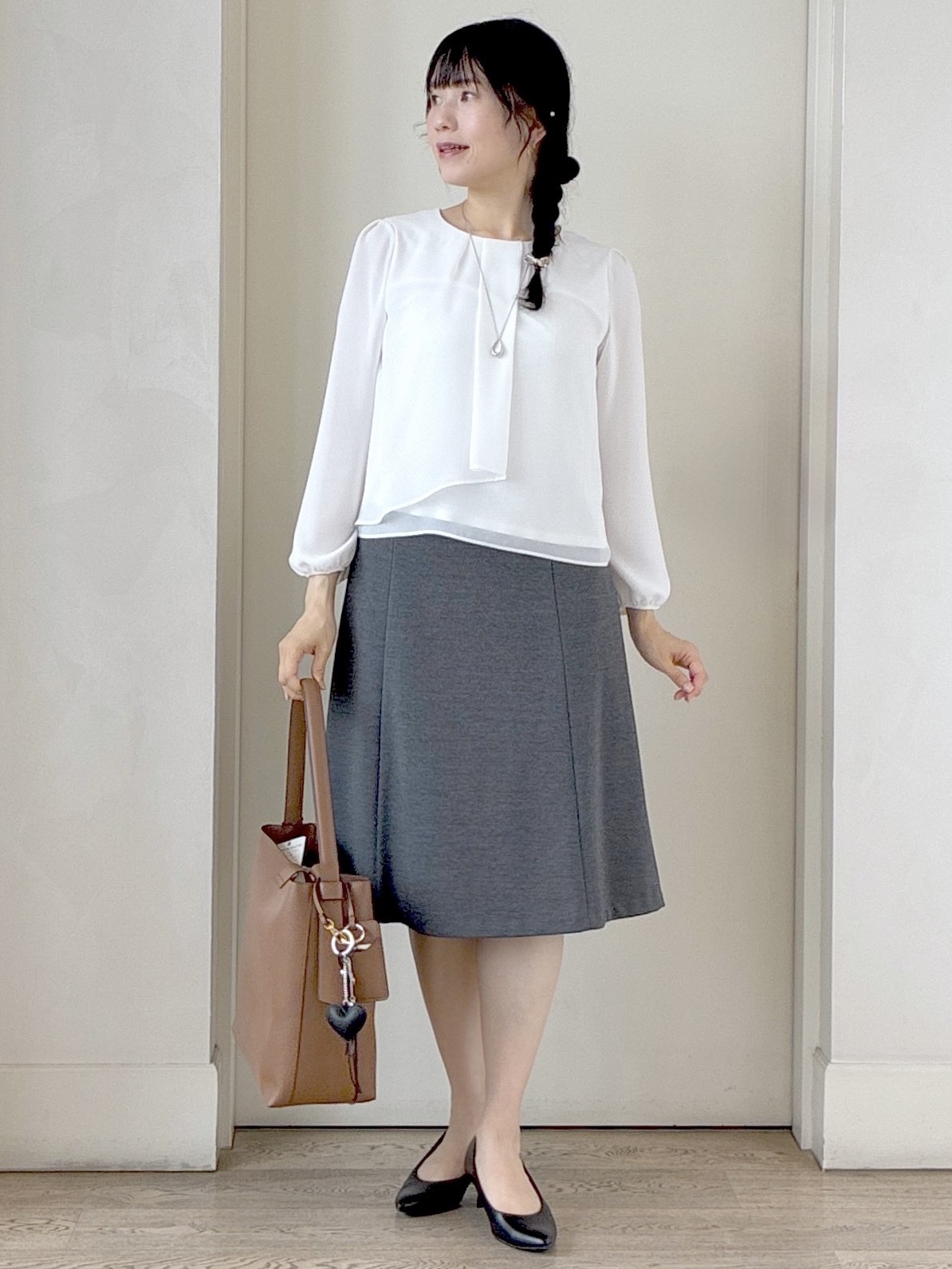  beni_gingerさんの「Reflect｜【SS-4Lサイズ／通勤／セレモニー】クルーネック シフォンブラウス」を使ったコーディネート