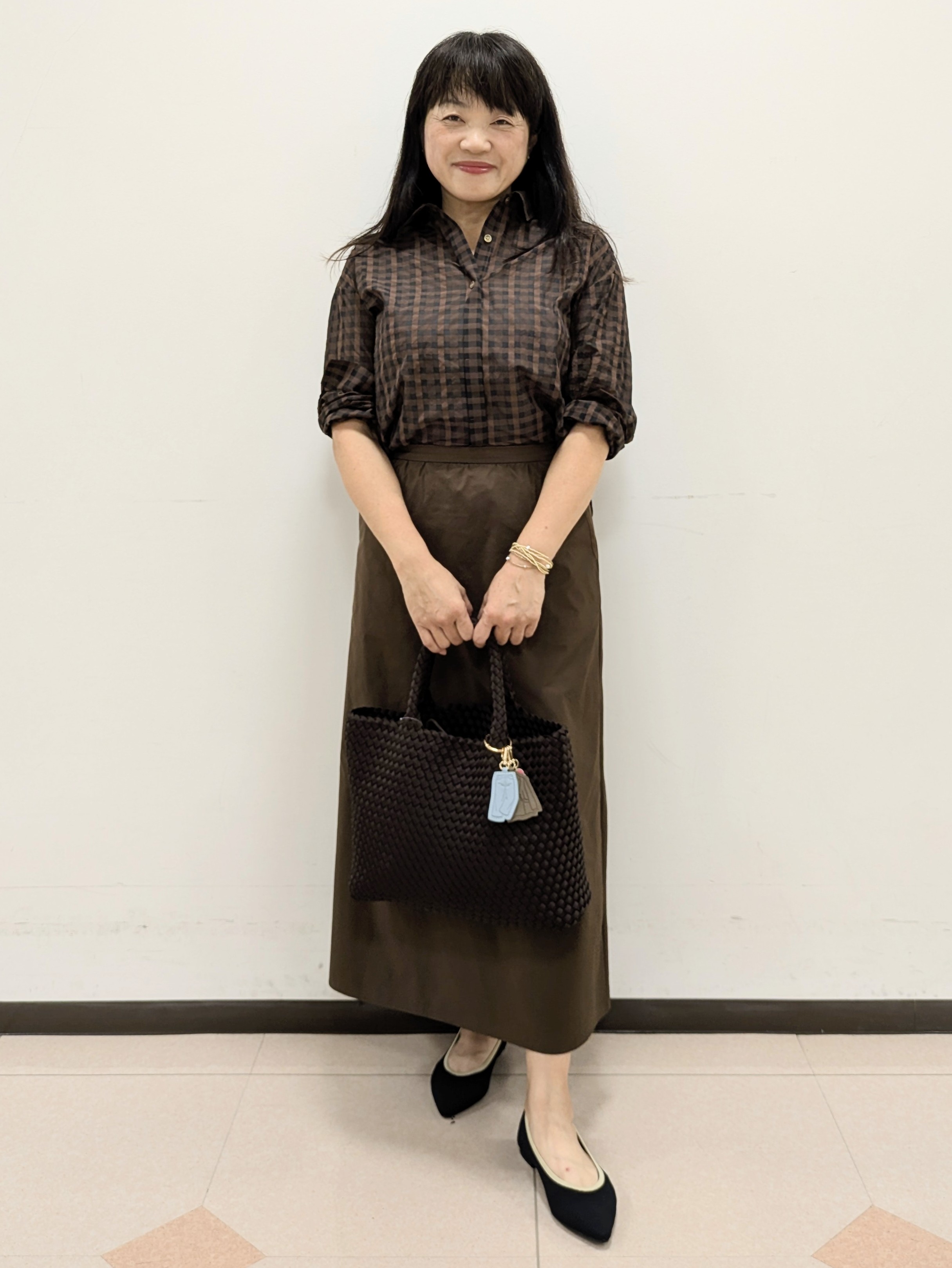 ともさんの「UNTITLED｜【秋映え/羽織り】シアーチェックシャツブラウス」を使ったコーディネート
