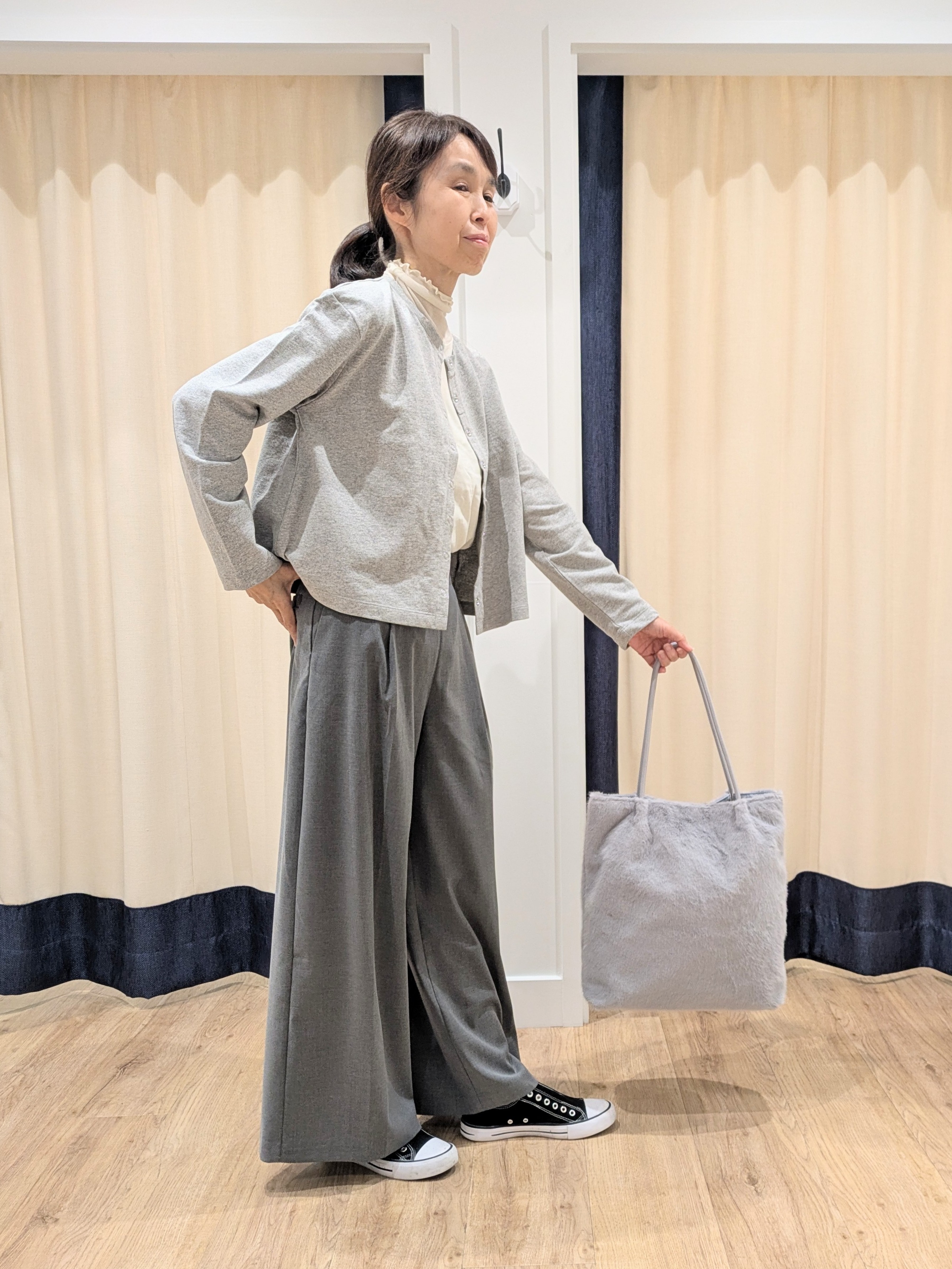 keikoさんの「Dessin｜リングスナップミニ裏毛カーディガン」を使ったコーディネート