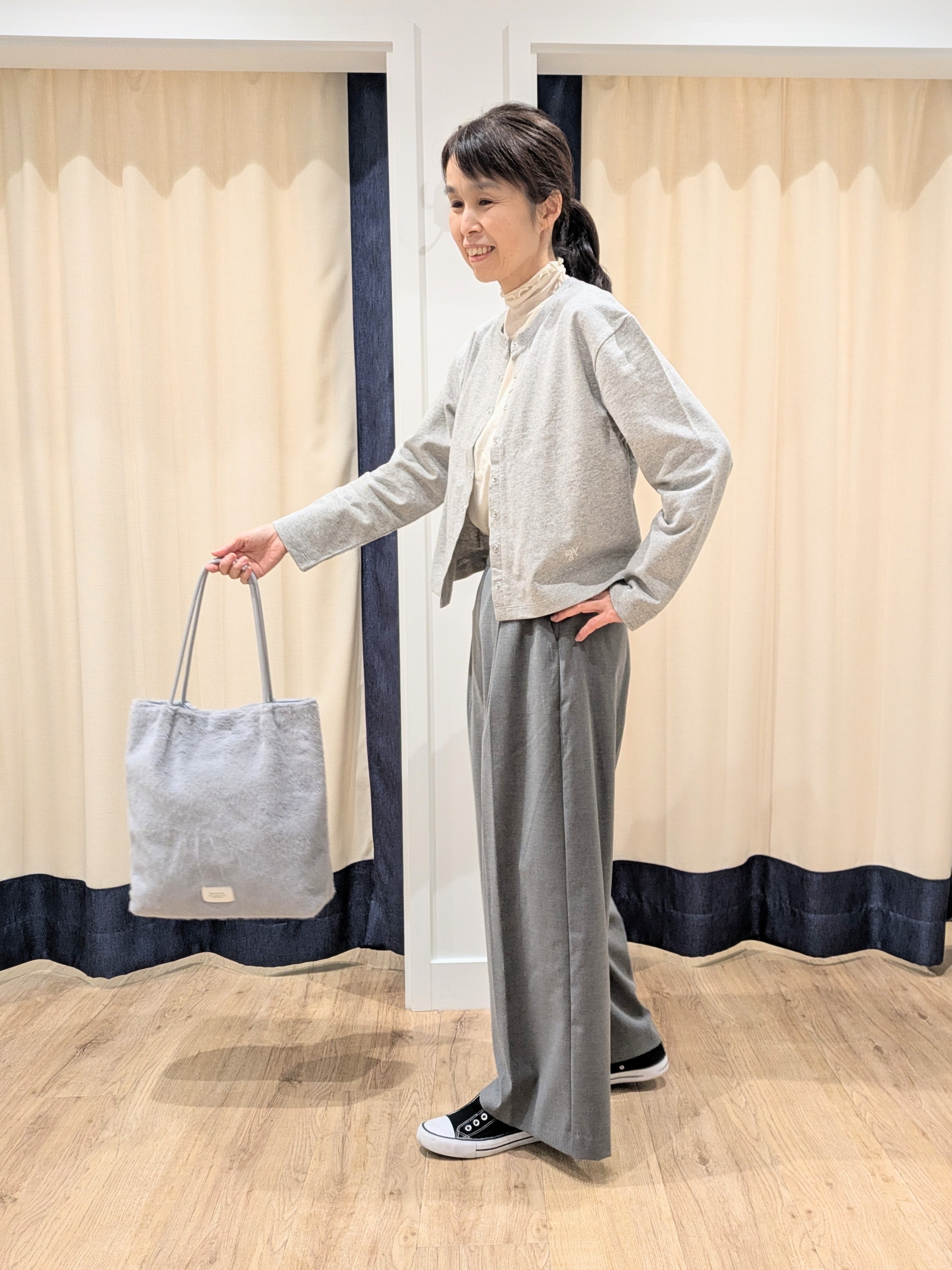 keikoさんの「Dessin｜リングスナップミニ裏毛カーディガン」を使ったコーディネート