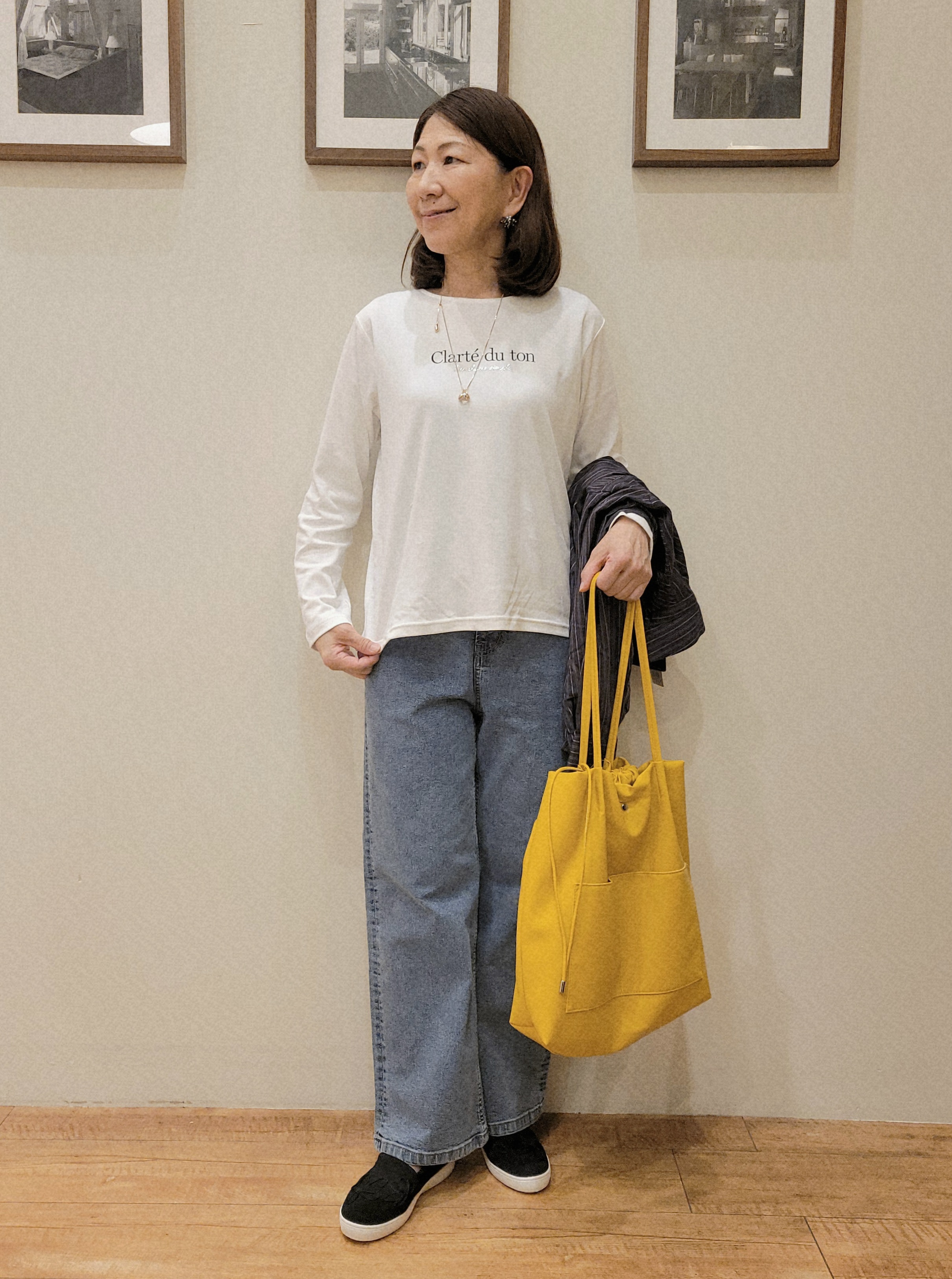 ユウさんの「SHOO･LA･RUE｜【洗濯後しわになりにくい/S-LL】選べる6パターン 羽織としても活躍する ベーシックシャツ」を使ったコーディネート