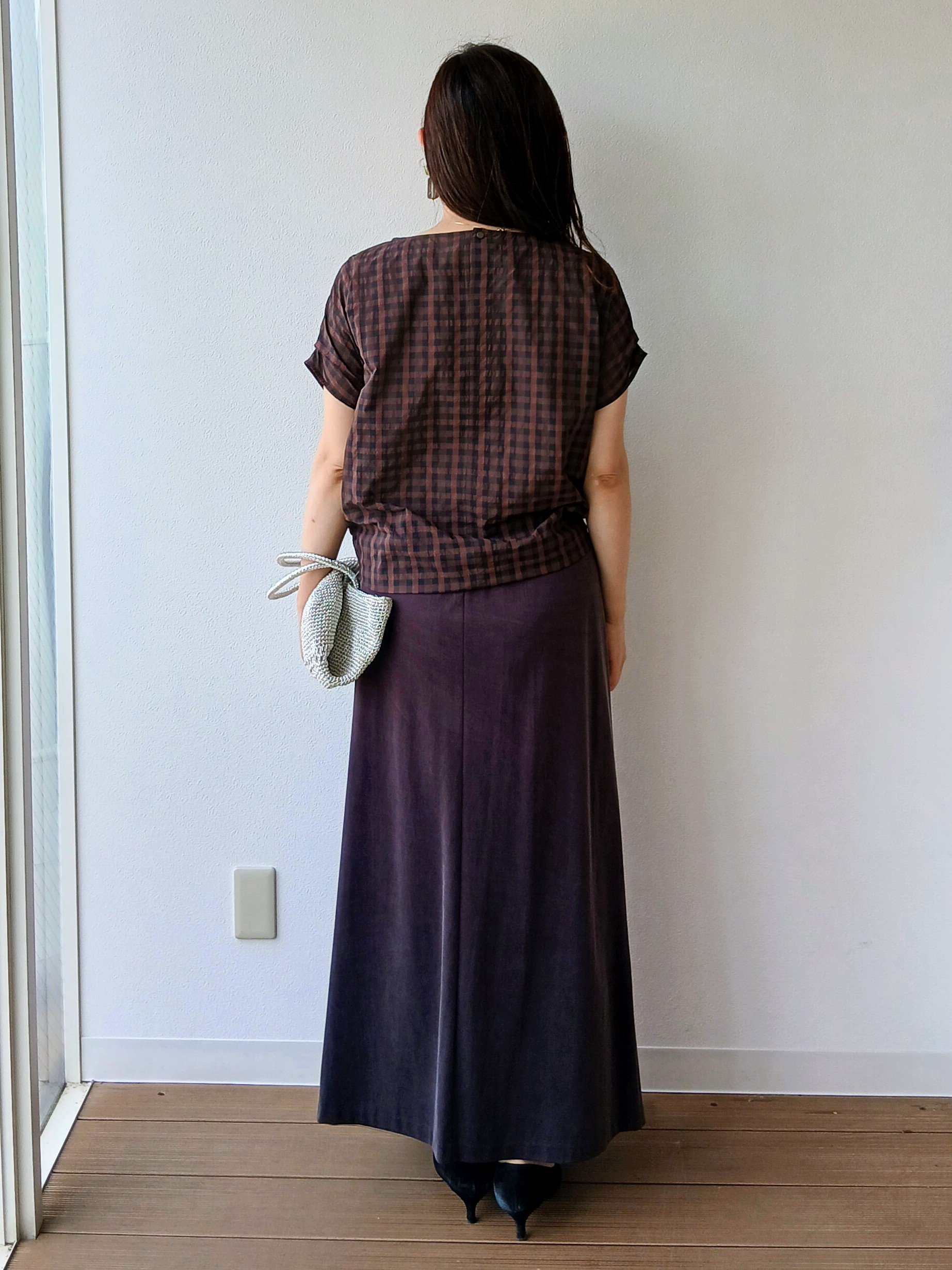 なみきさんの「UNTITLED｜【秋めきシャツ/体型カバー】シアーチェックブラウス」を使ったコーディネート