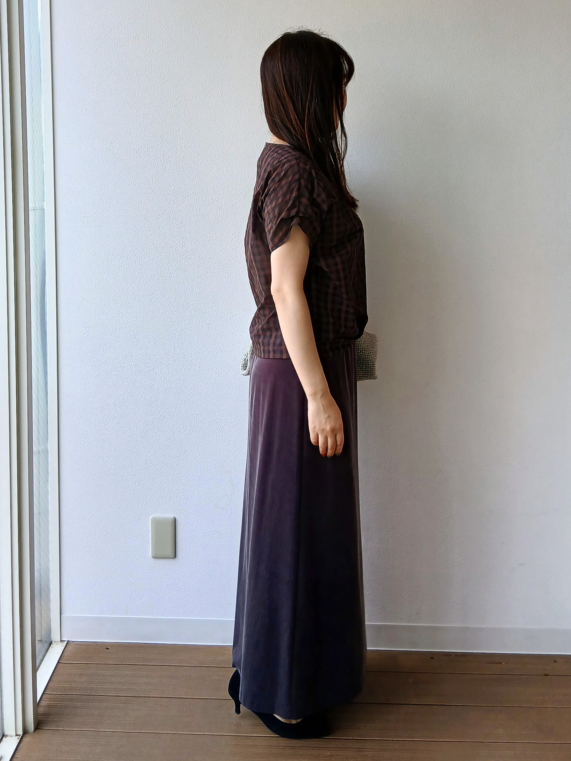 なみきさんの「UNTITLED｜【秋めきシャツ/体型カバー】シアーチェックブラウス」を使ったコーディネート