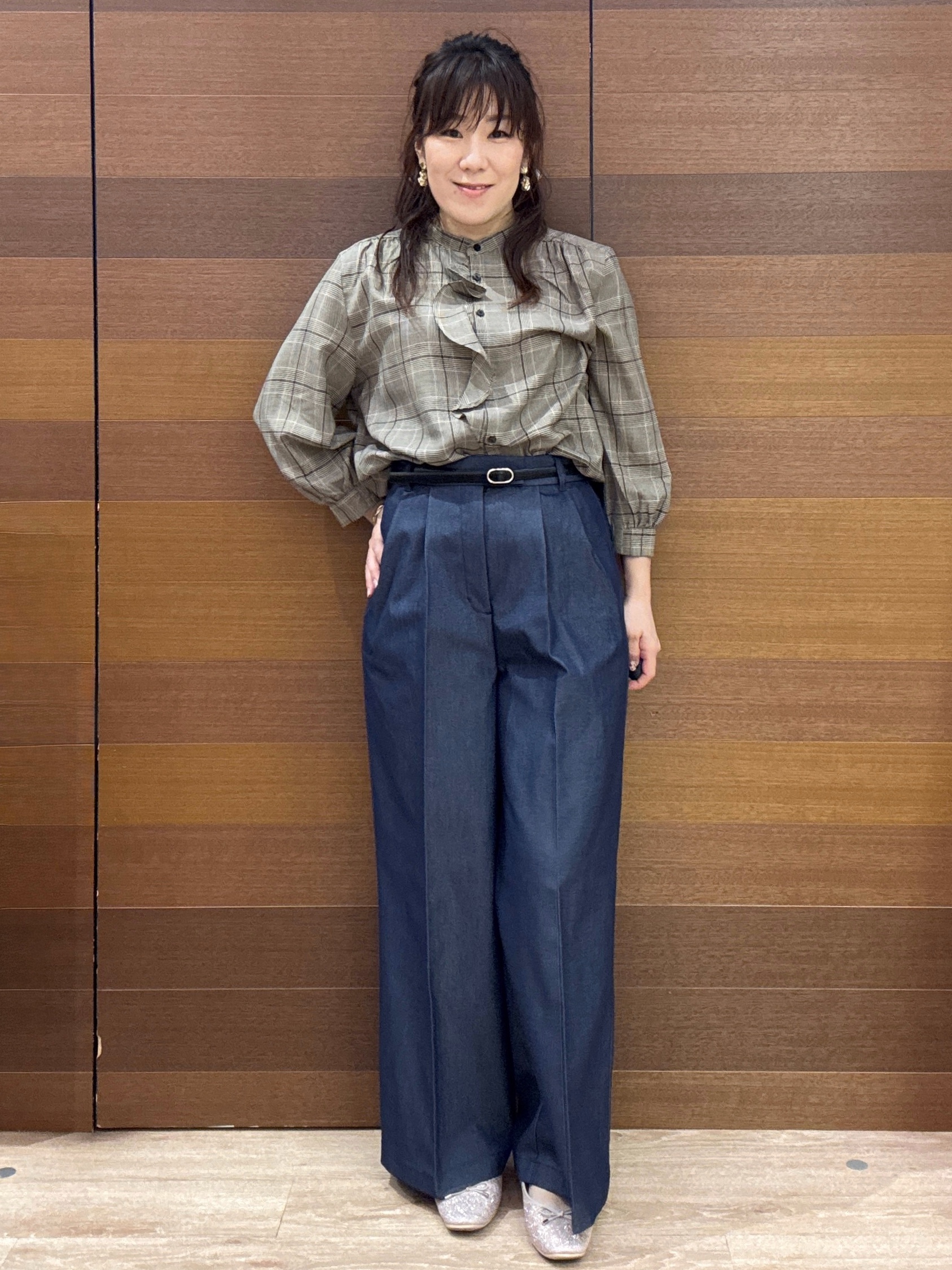 maichiさんの「OPAQUE.CLIP｜チェック柄フリルブラウス【洗濯機OK】」を使ったコーディネート