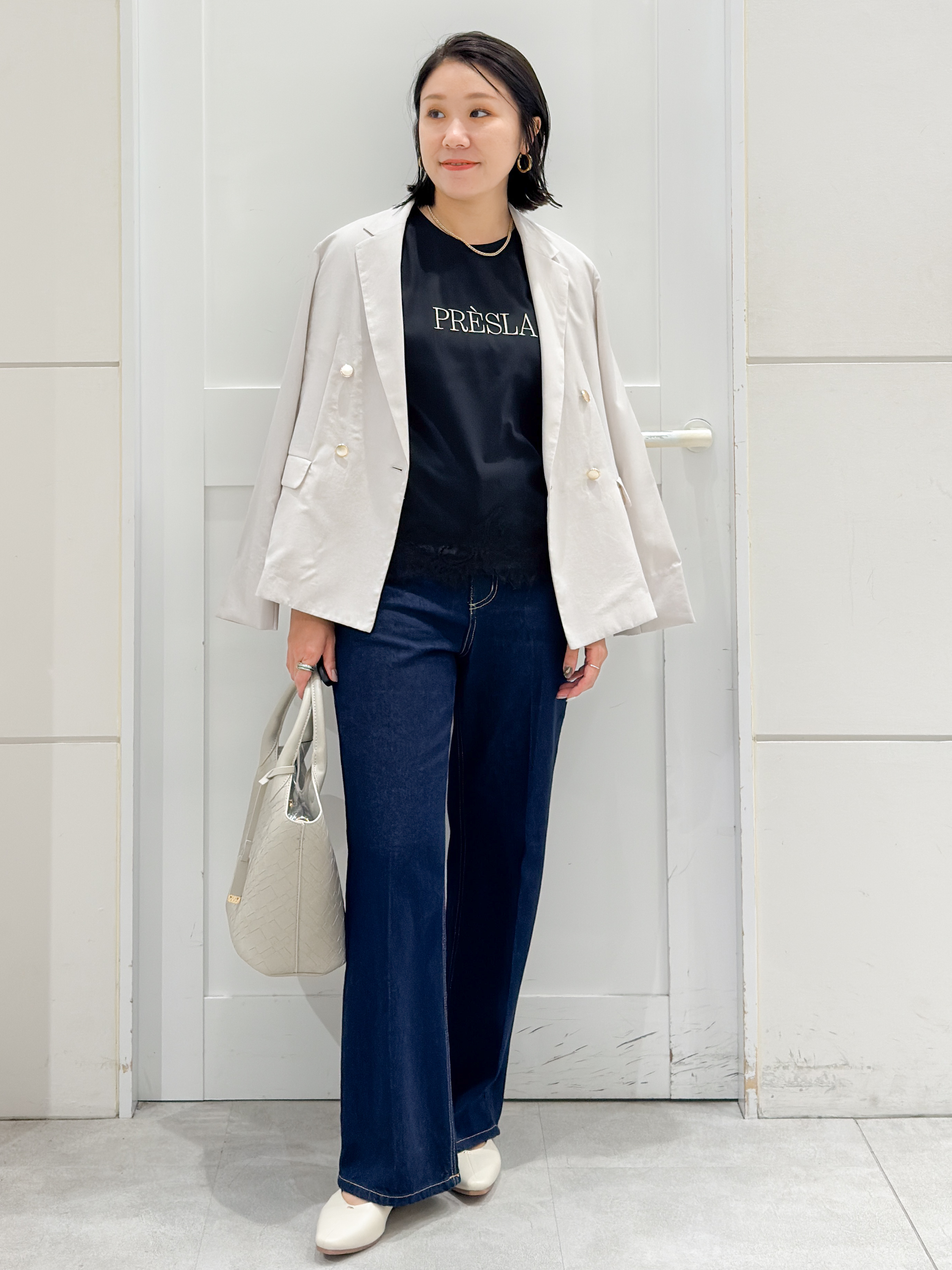 yuka.aさんの「OPAQUE.CLIP｜《再入荷》ダブルブレストテーラードジャケット【接触冷感／吸水速乾／イージーアイロン／防シワ／洗濯機O」を使ったコーディネート
