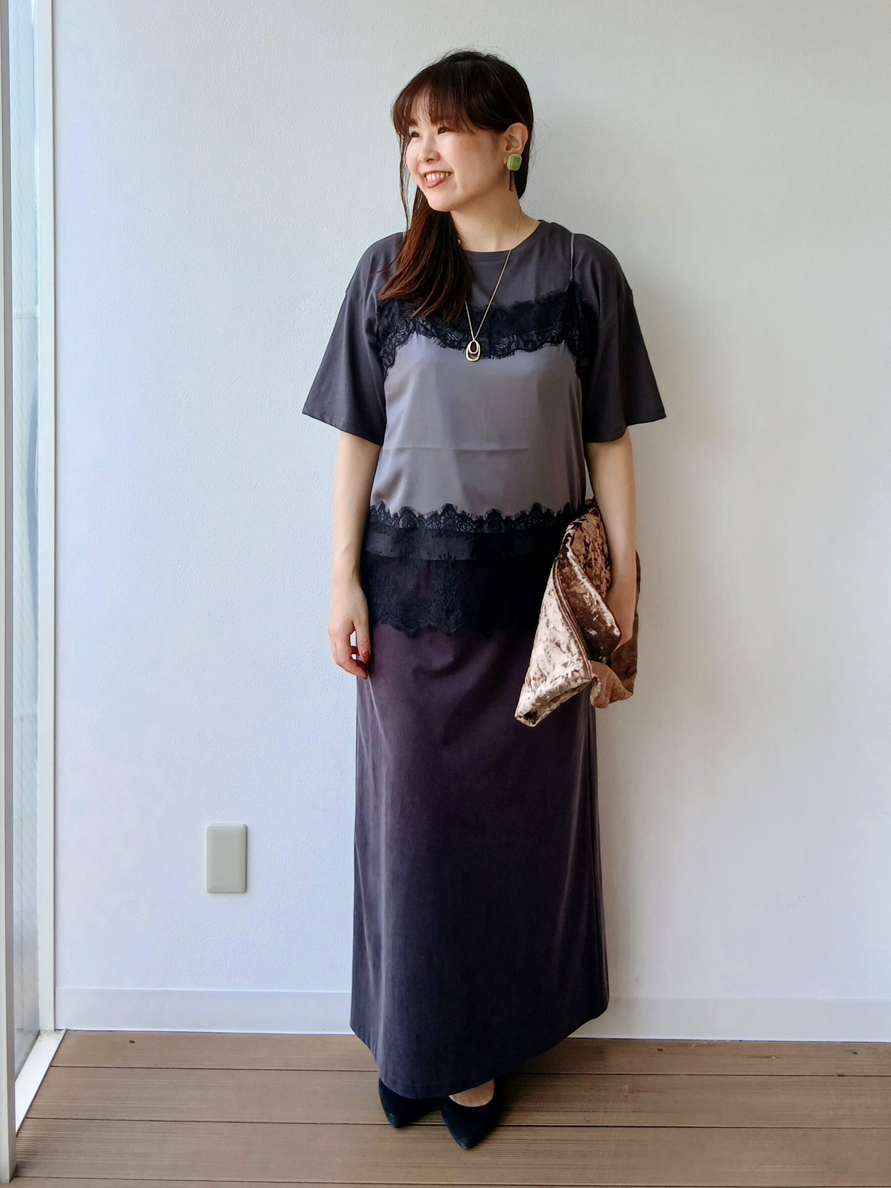 なみきさんの「UNTITLED｜【1枚でもセットでも】レースキャミ付きプルオーバー」を使ったコーディネート
