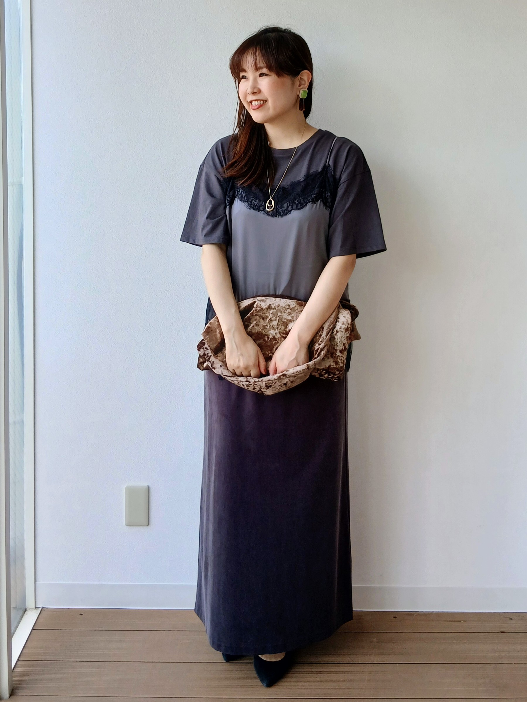 なみきさんの「UNTITLED｜【1枚でもセットでも】レースキャミ付きプルオーバー」を使ったコーディネート