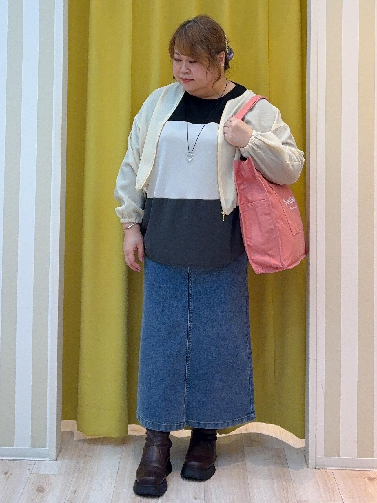 kotoさんさんの「SHOO･LA･RUE｜【通気性〇/セットアップ可/洗濯機可】メッシュドルマン ジップブルゾン」を使ったコーディネート