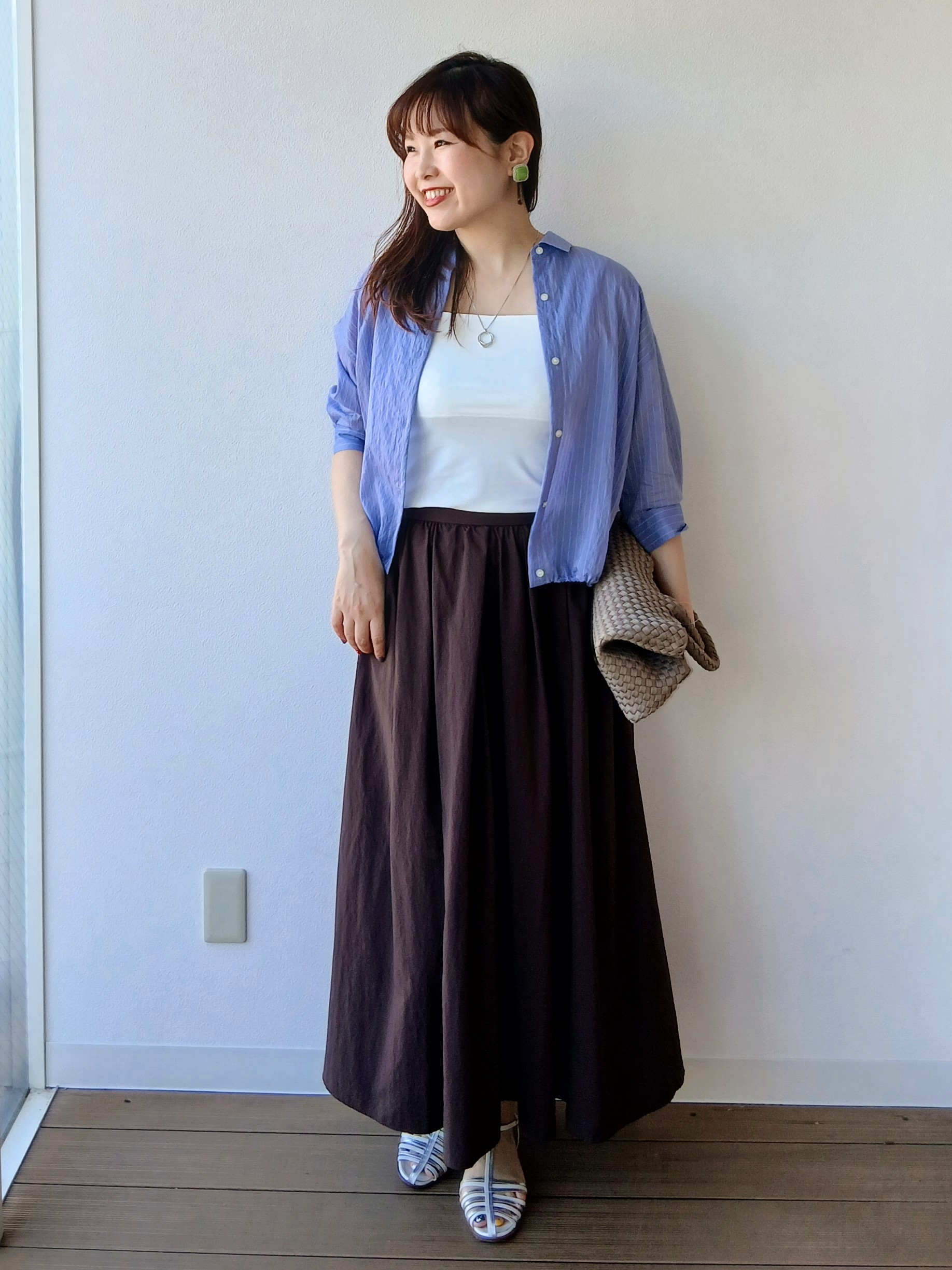 なみきさんの「UNTITLED｜【シアー／7分袖】体型カバーゆったりシャツ」を使ったコーディネート