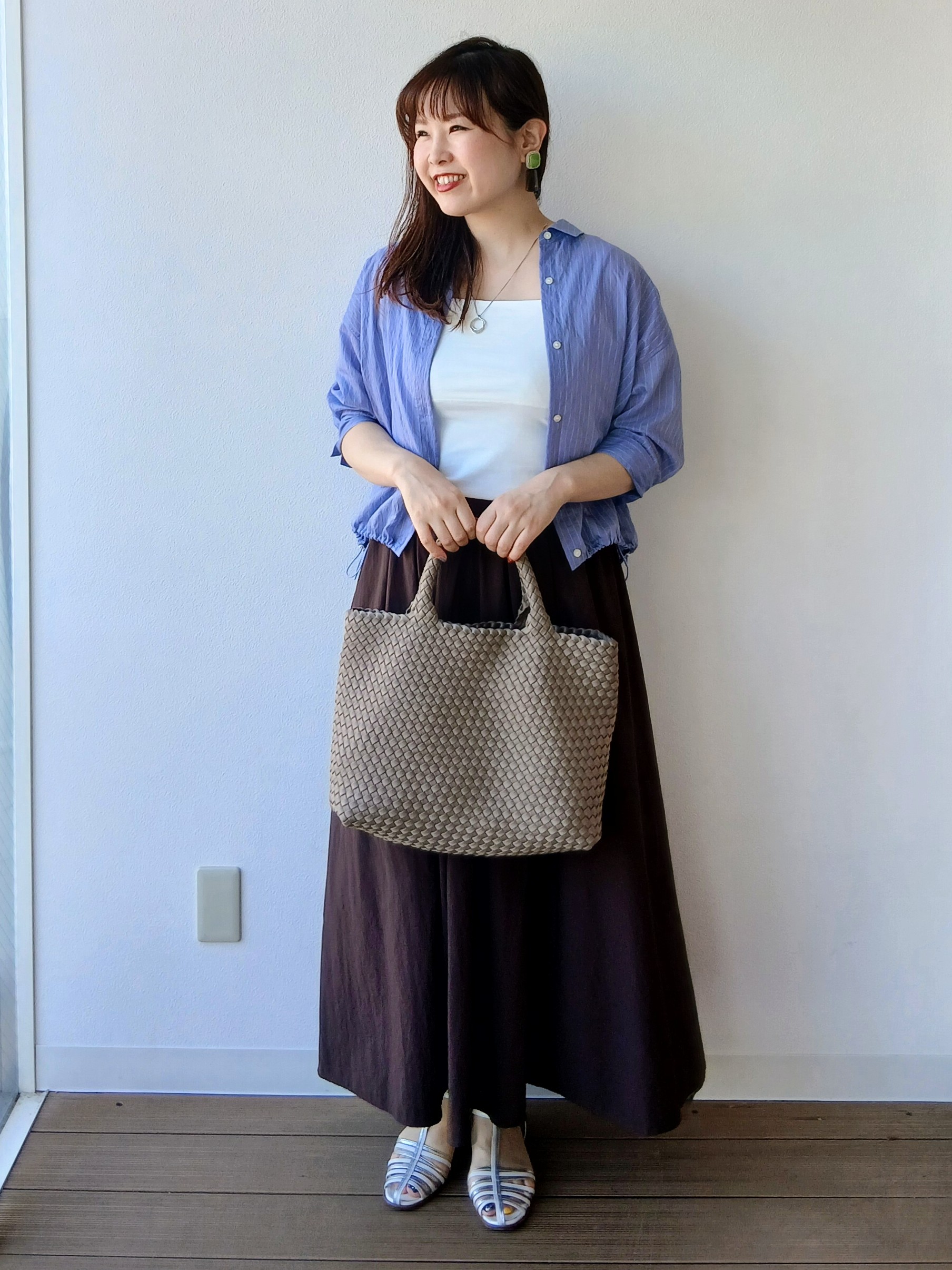 なみきさんの「UNTITLED｜【シアー／7分袖】体型カバーゆったりシャツ」を使ったコーディネート