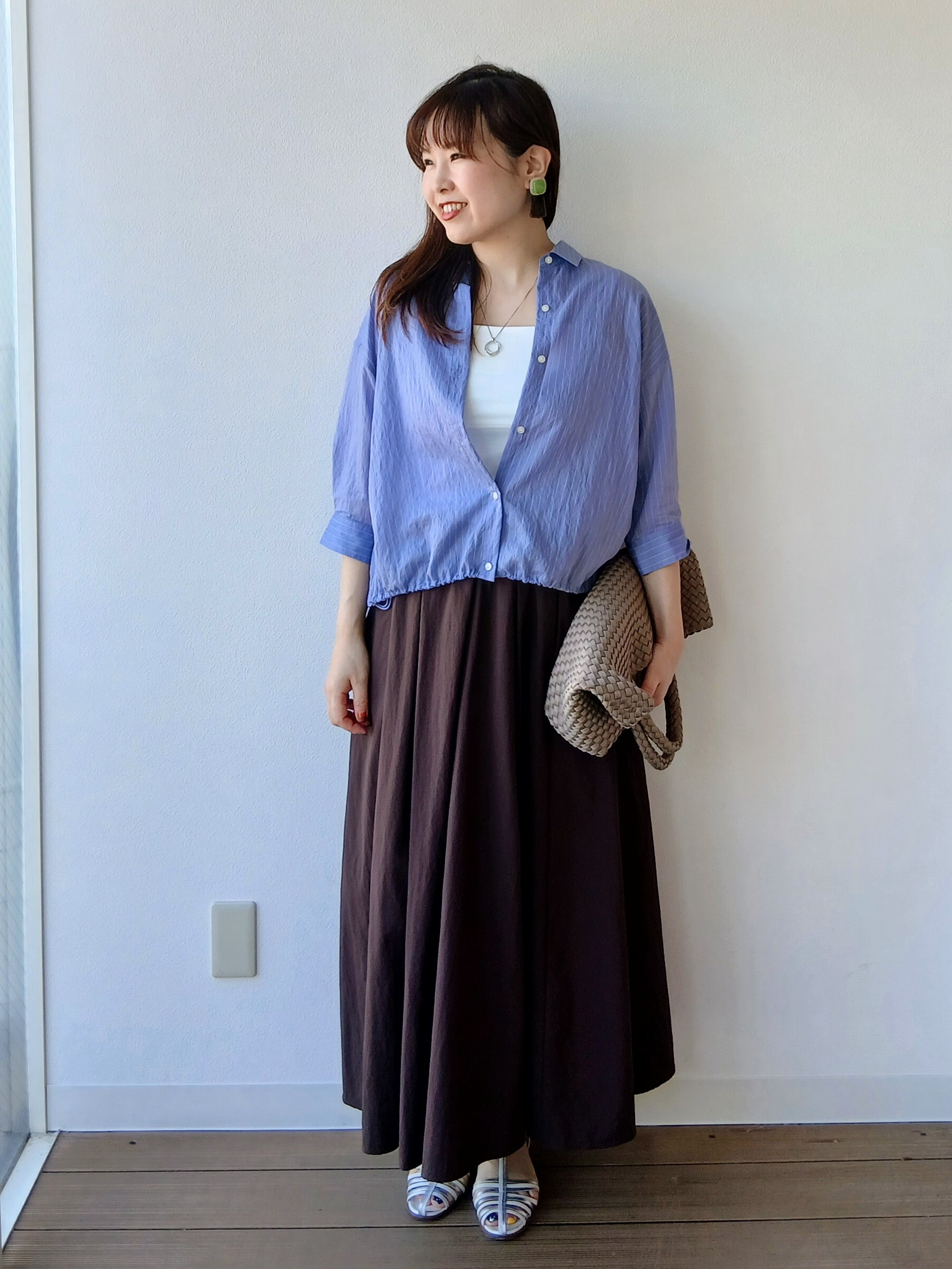 なみきさんの「UNTITLED｜【シアー／7分袖】体型カバーゆったりシャツ」を使ったコーディネート